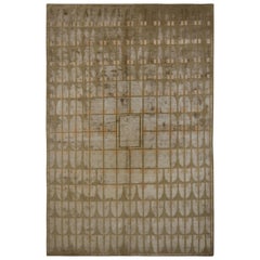 Rug & Kilim's Austrian Art Deco Style Rug Modern Green Wool and Silk Pattern (tapis autrichien de style Art déco à motifs de laine et de soie)