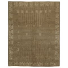 Rug & Kilim’s Austrian Style Art Deco Rug in Brown with Beige Geometric Pattern