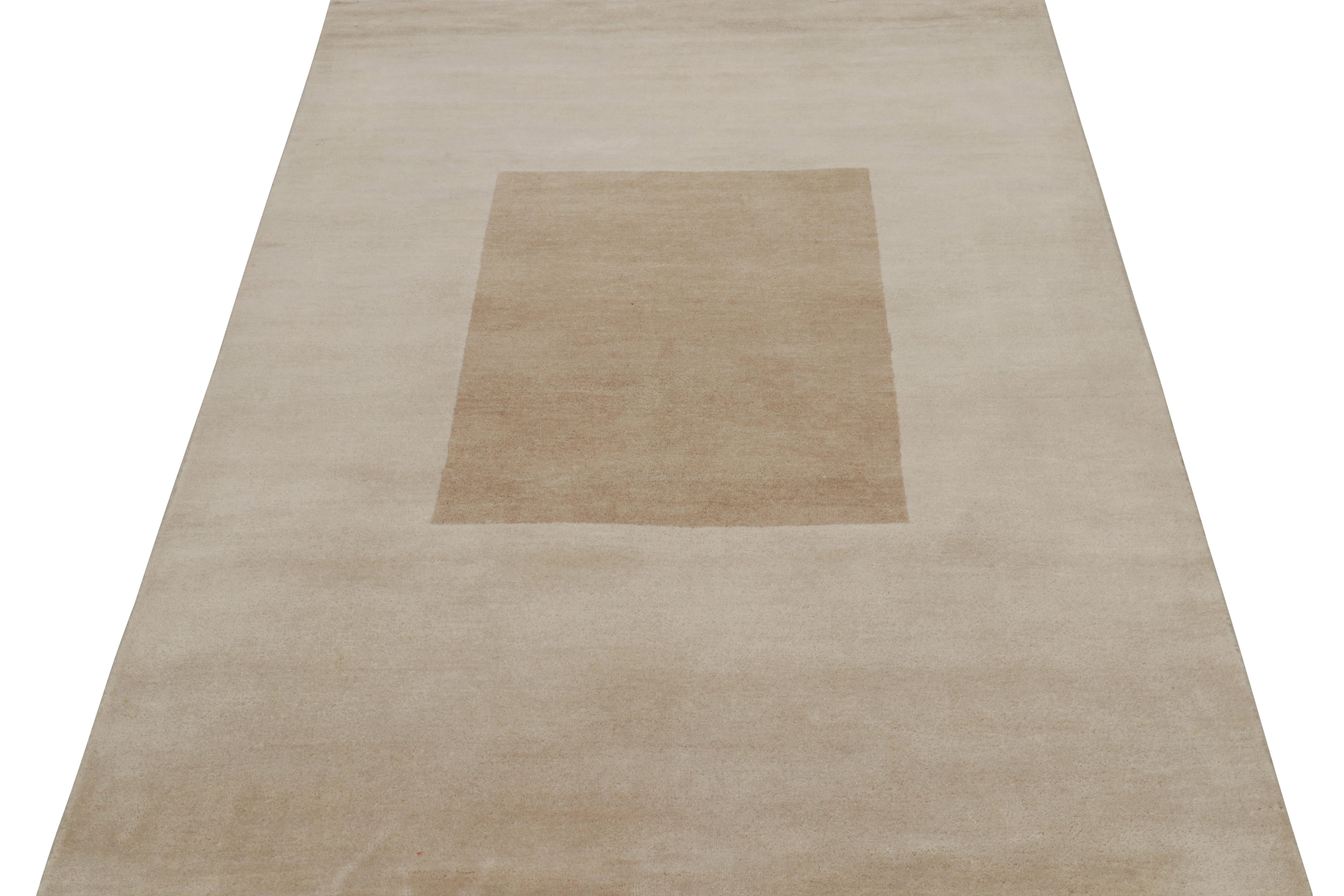 Alfombra moderna estilo Bahaus de Rug & Kilim con dibujo geométrico beige-marrón Moderno en venta