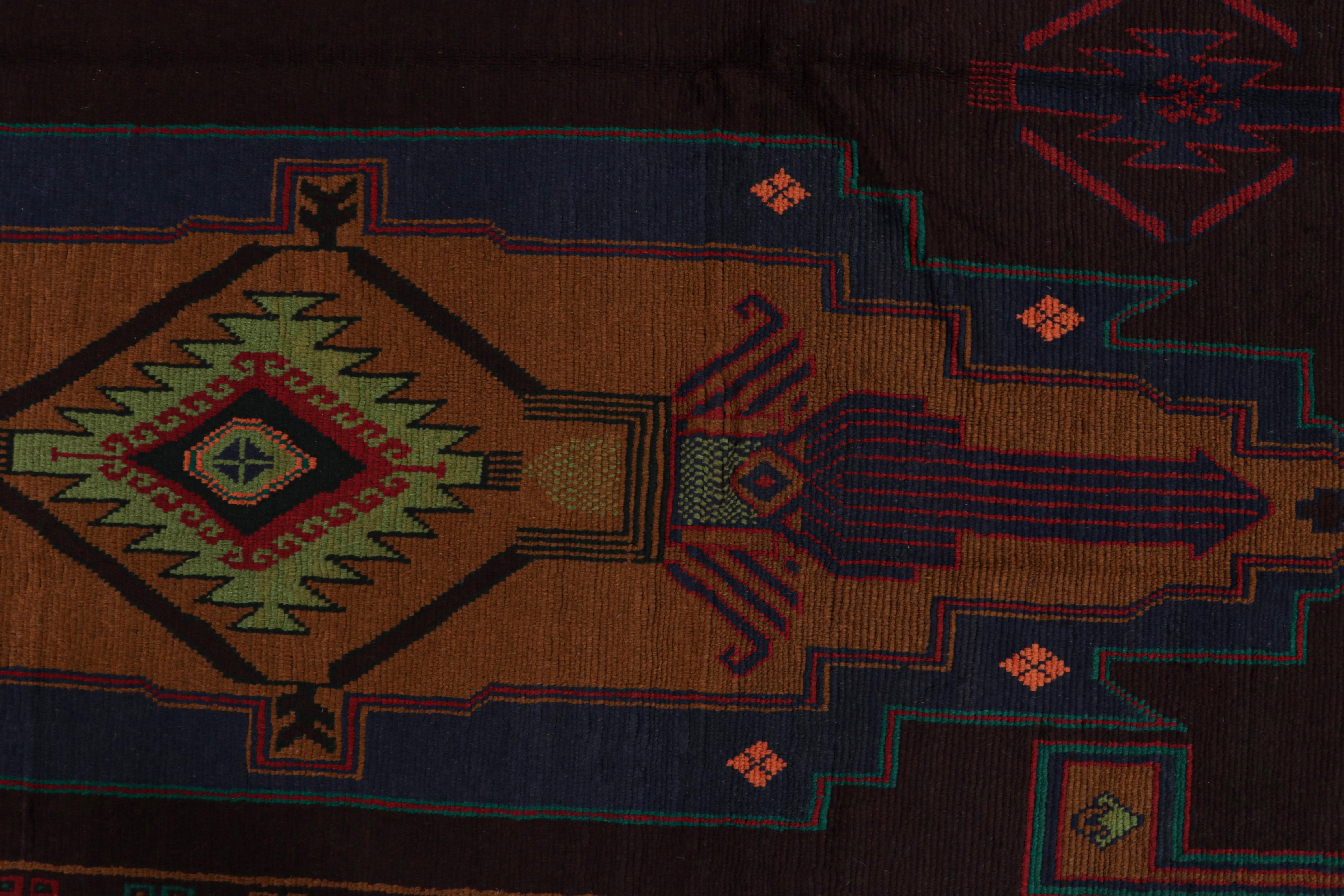 Rug & Kilim's Baluch Kohistani Rug in Rust with Geometric Medallions In New Condition For Sale In Long Island City, NY