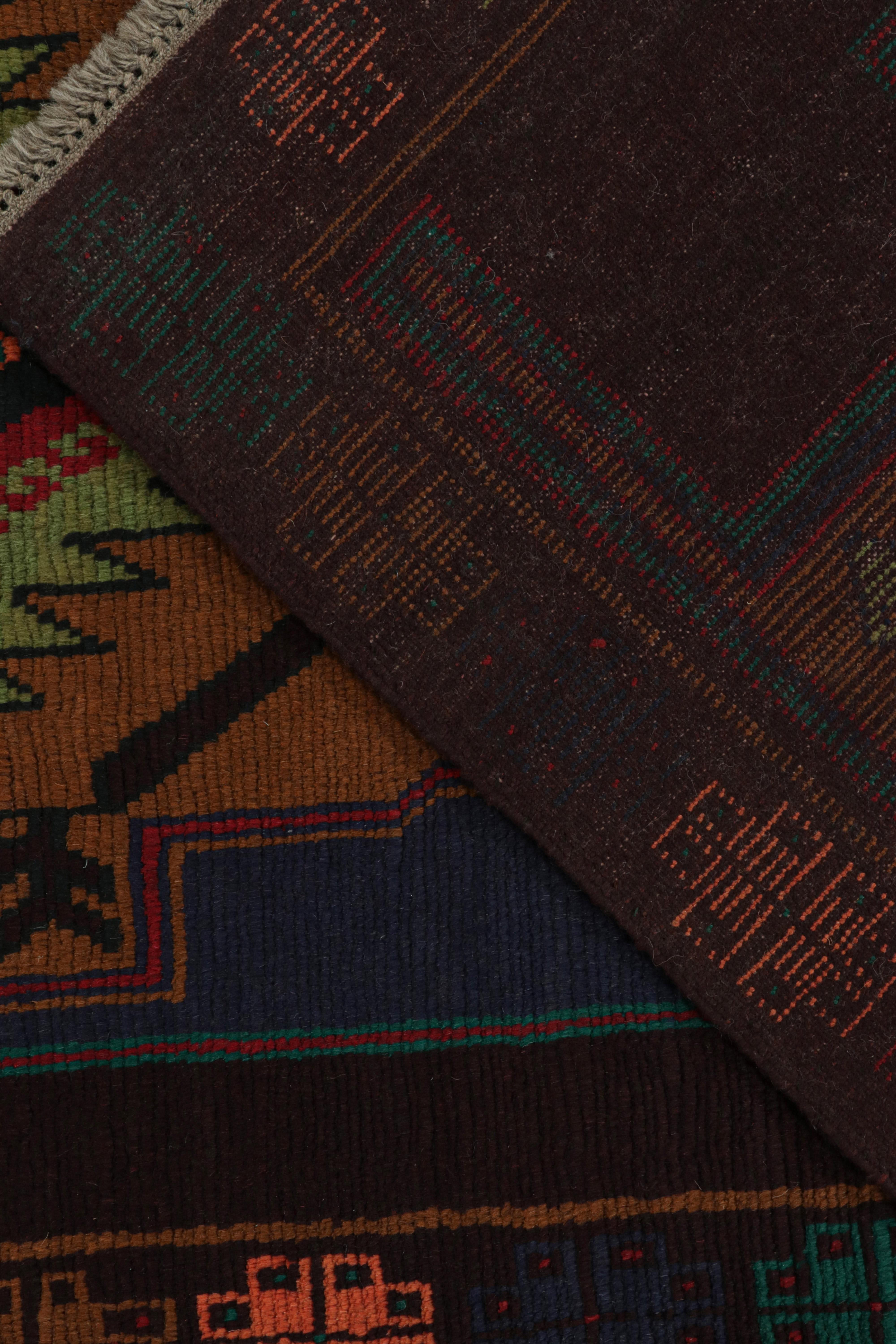 Contemporary Rug & Kilim's Baluch Kohistani Rug in Rust with Geometric Medallions For Sale