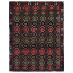 Rug & Kilim’s Baluch Tribal Rug in Brown with Colorful Hexagon Patterns