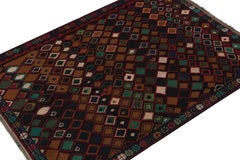 Rug & Kilim’s Baluch Tribal Rug in Burgundy with Colorful Diamond Patterns