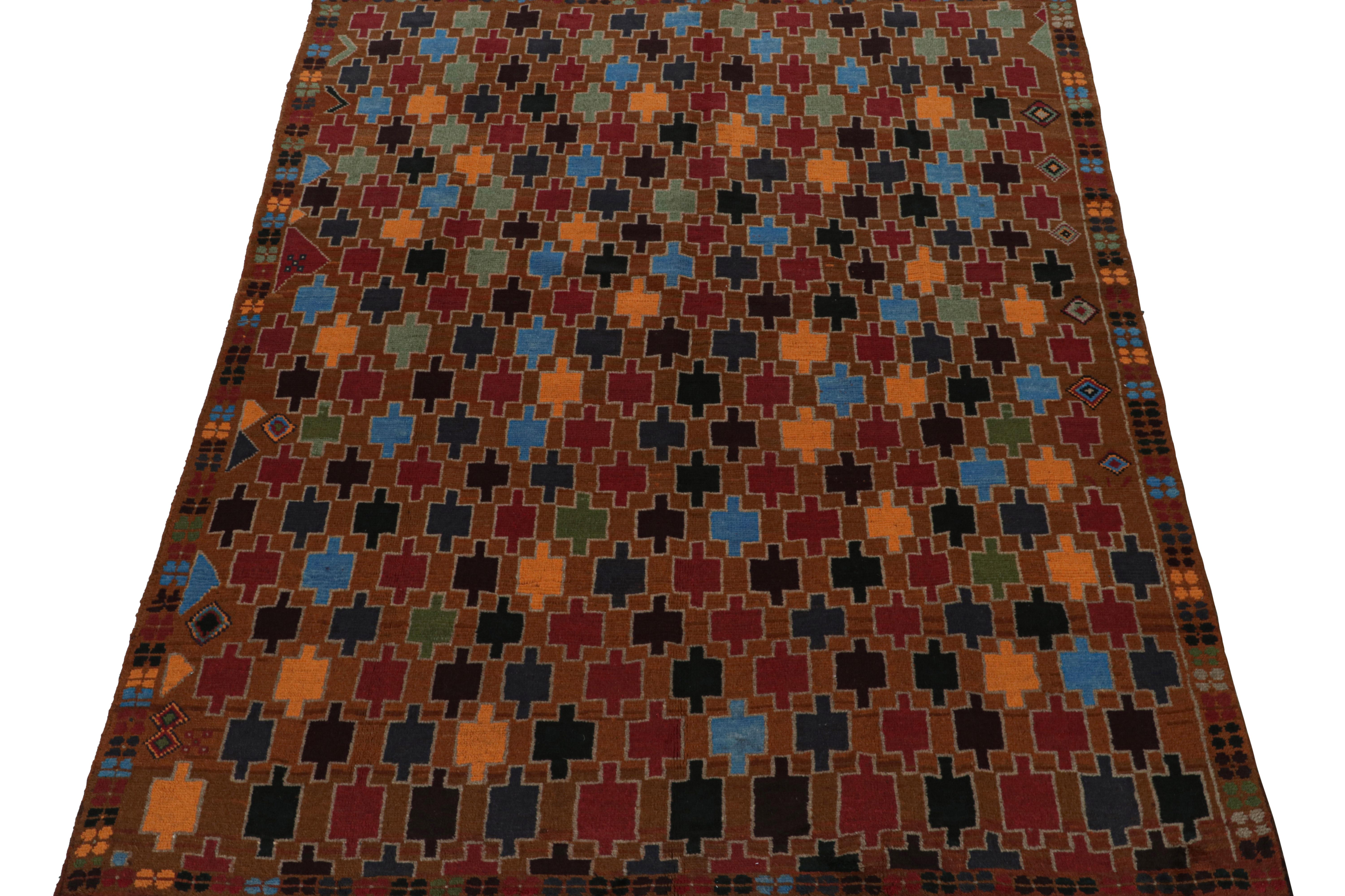 Afghan Rug & Kilim’s Baluch Tribal Rug with Colorful Geometric Patterns For Sale