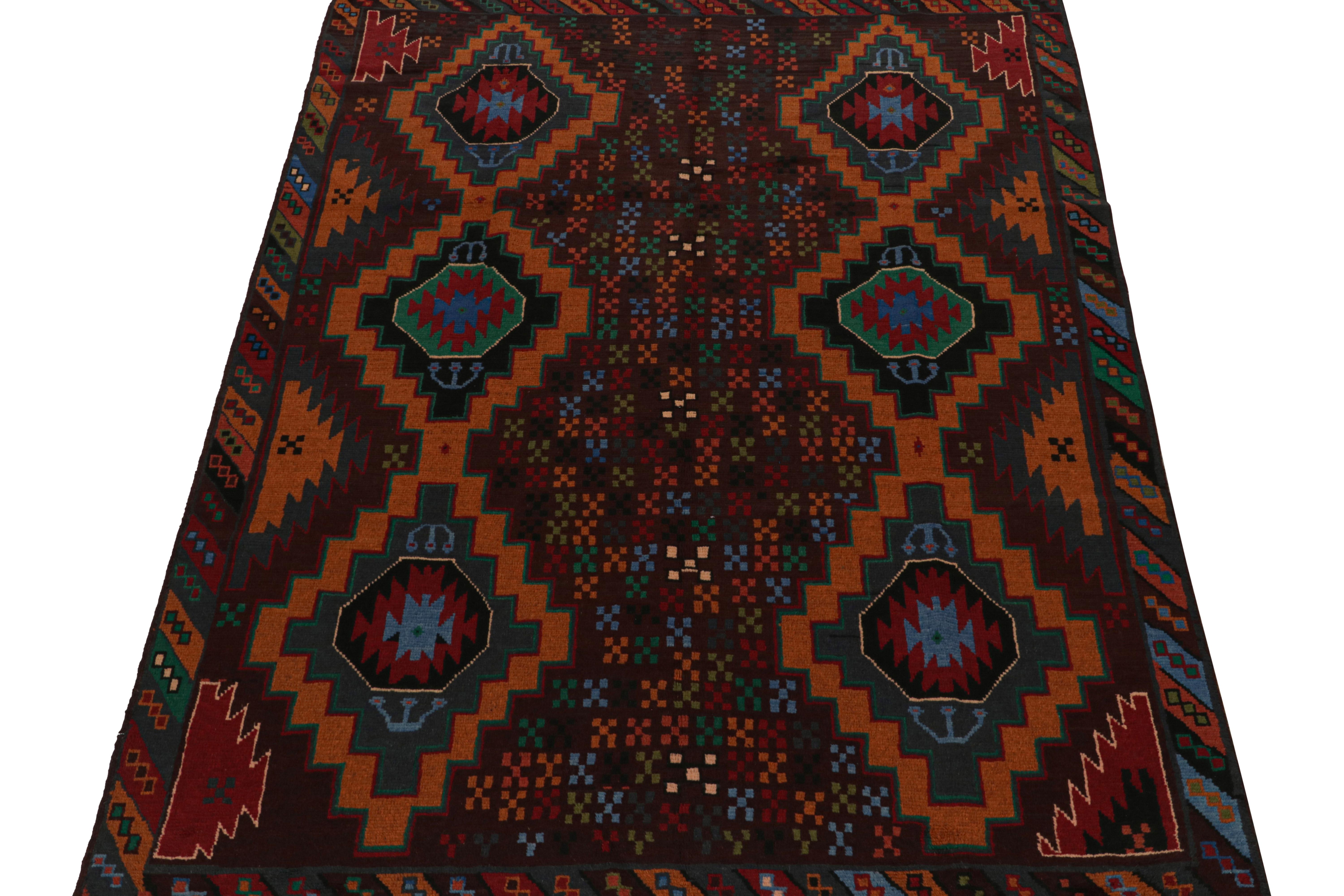 Afghan Rug & Kilim’s Baluch Tribal Rug with Colorful Geometric Patterns For Sale