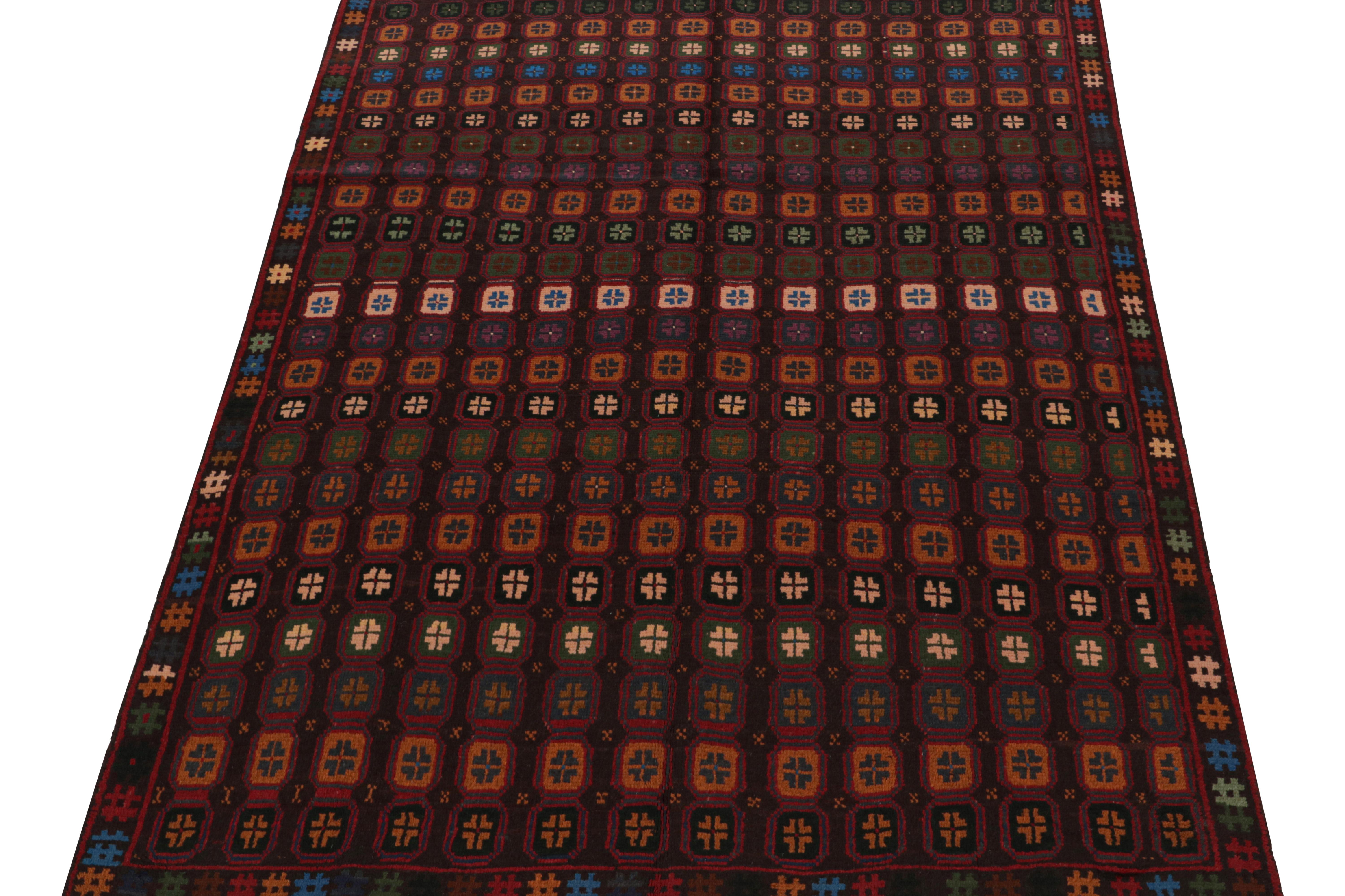 Afghan Rug & Kilim’s Baluch Tribal Rug with Colorful Geometric Patterns For Sale