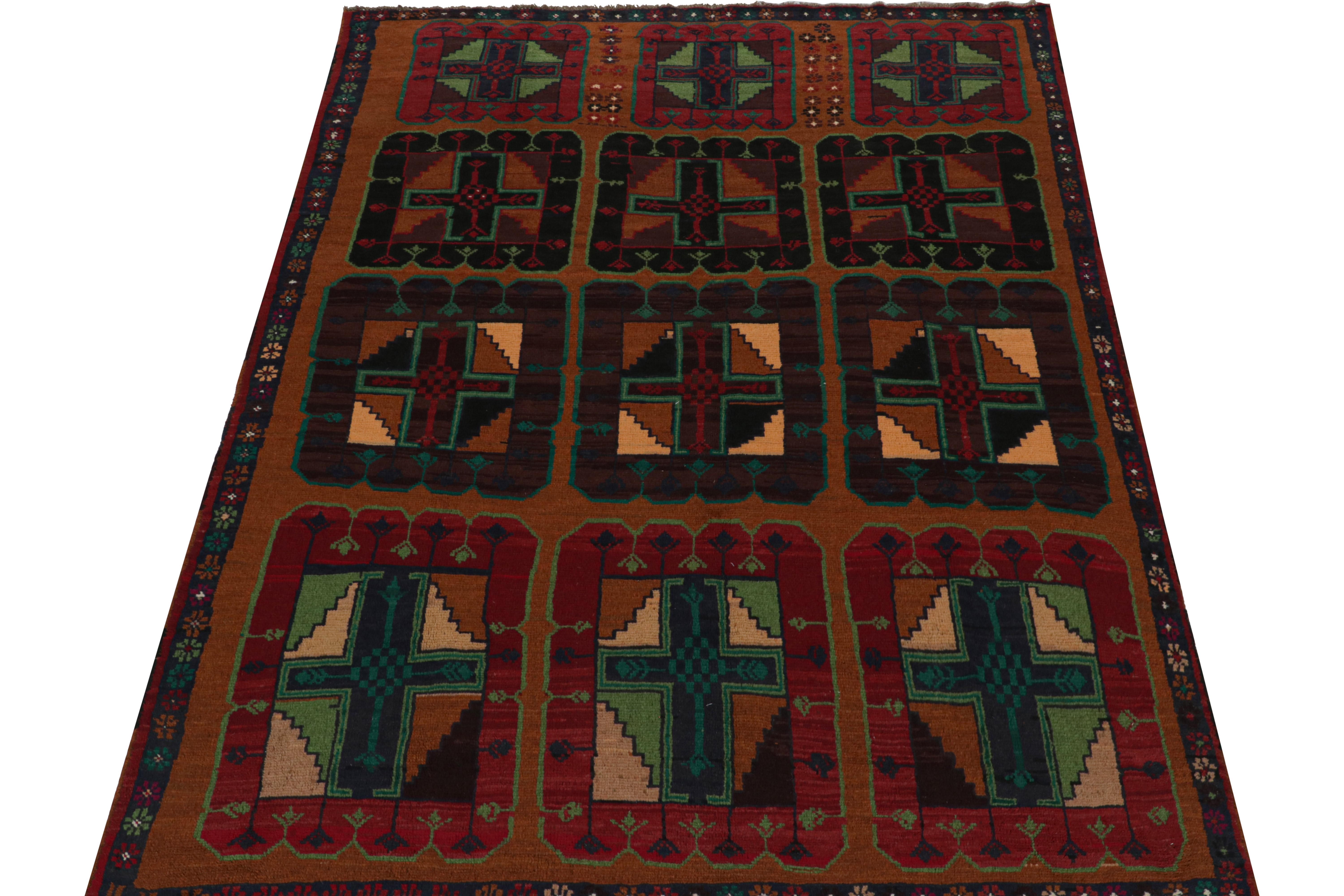 Afghan Rug & Kilim’s Baluch Tribal Rug with Colorful Geometric Patterns For Sale