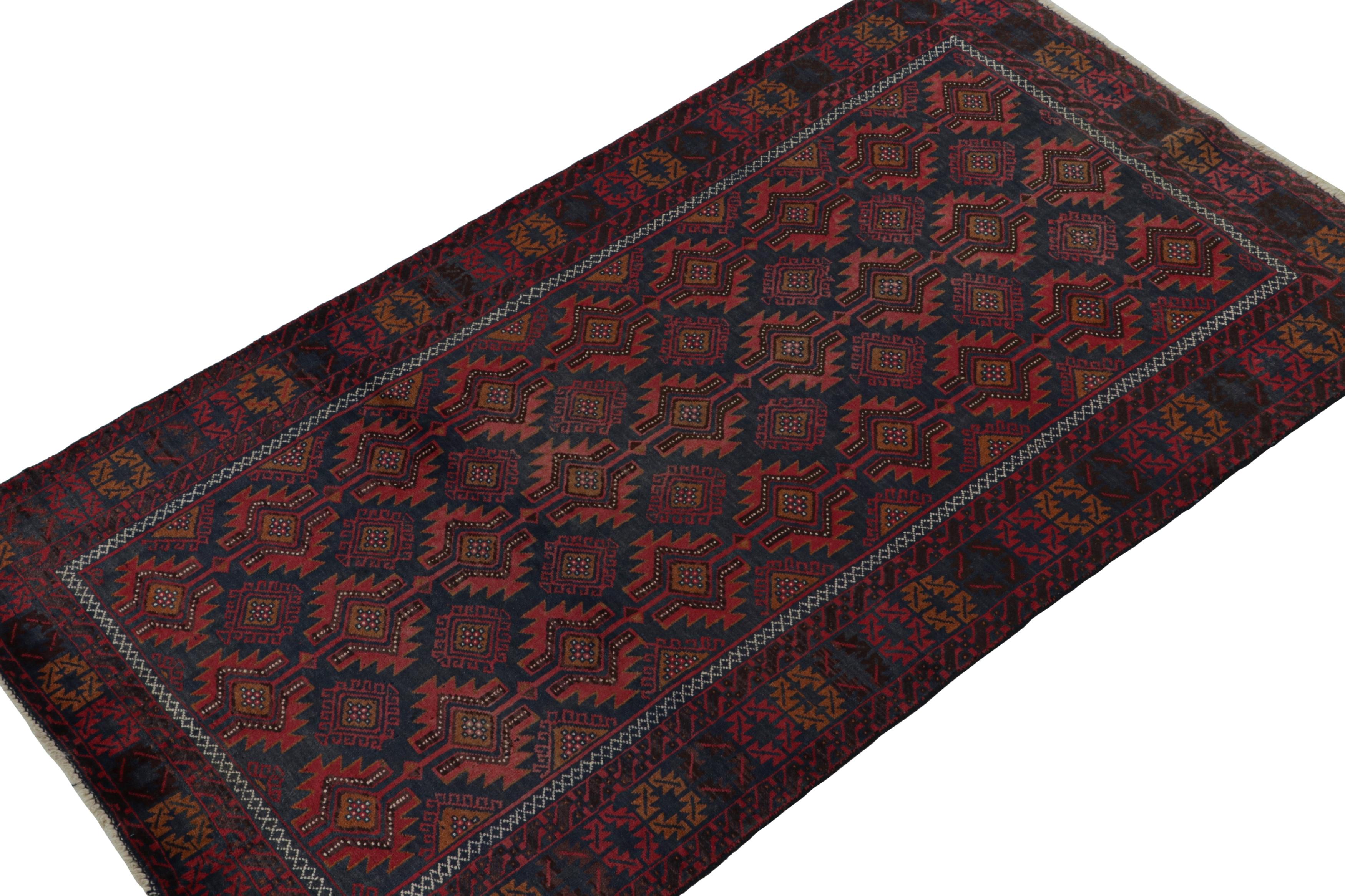 Afghan Rug & Kilim’s Baluch Tribal Rug with Colorful Geometric Patterns For Sale
