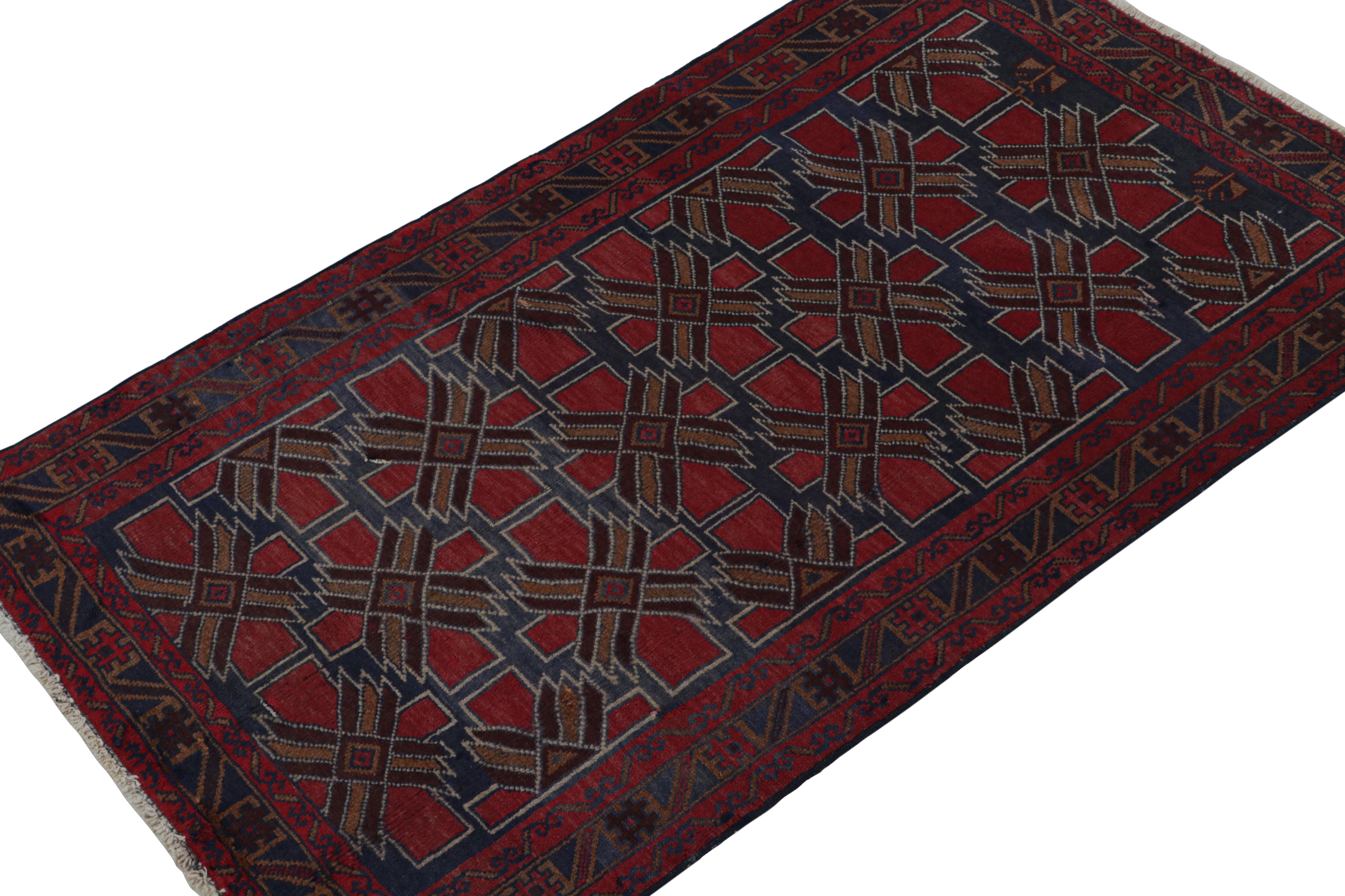 Afghan Rug & Kilim’s Baluch Tribal Rug with Colorful Geometric Patterns For Sale
