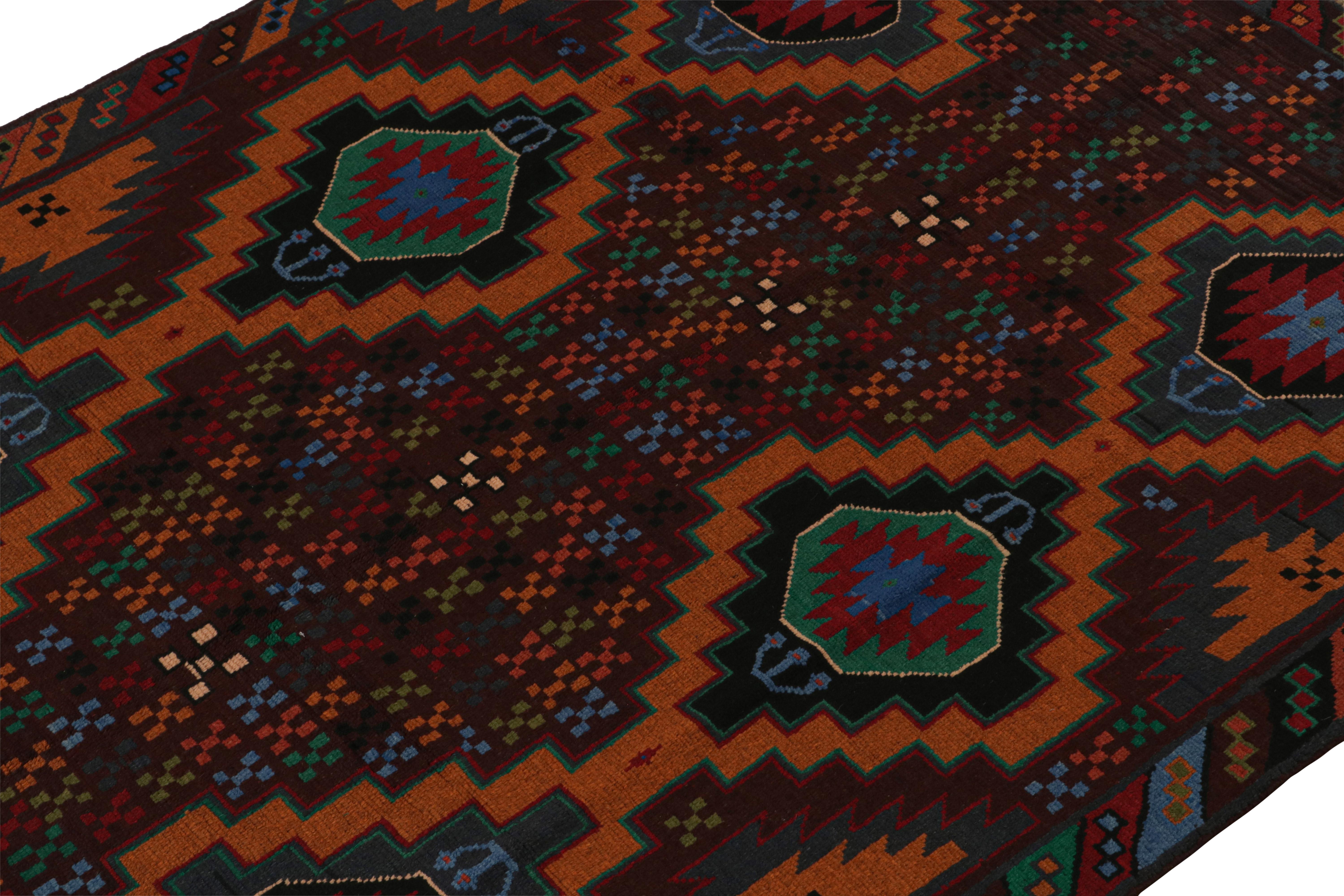 Hand-Knotted Rug & Kilim’s Baluch Tribal Rug with Colorful Geometric Patterns For Sale