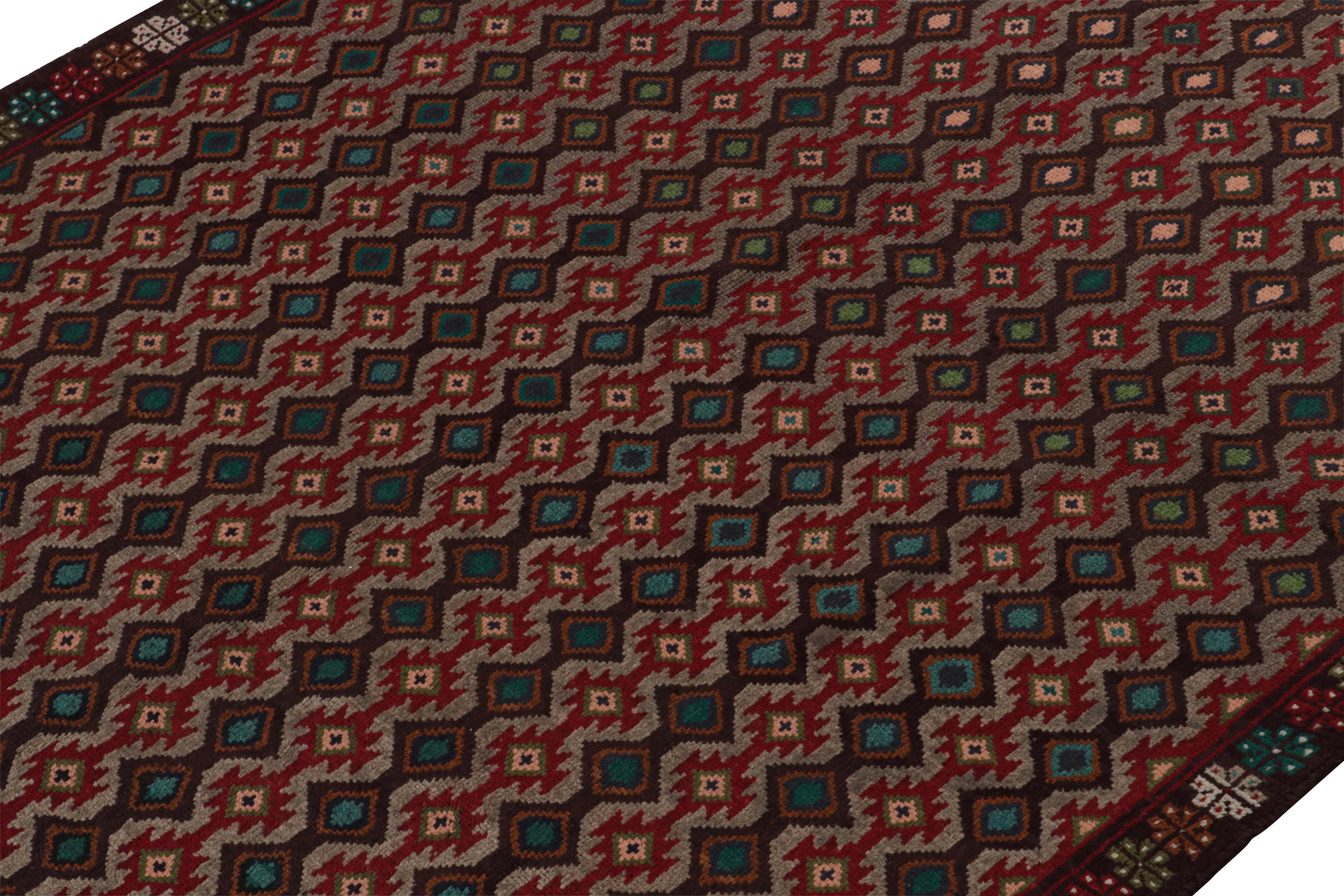 Hand-Knotted Rug & Kilim’s Baluch Tribal Rug with Colorful Geometric Patterns For Sale
