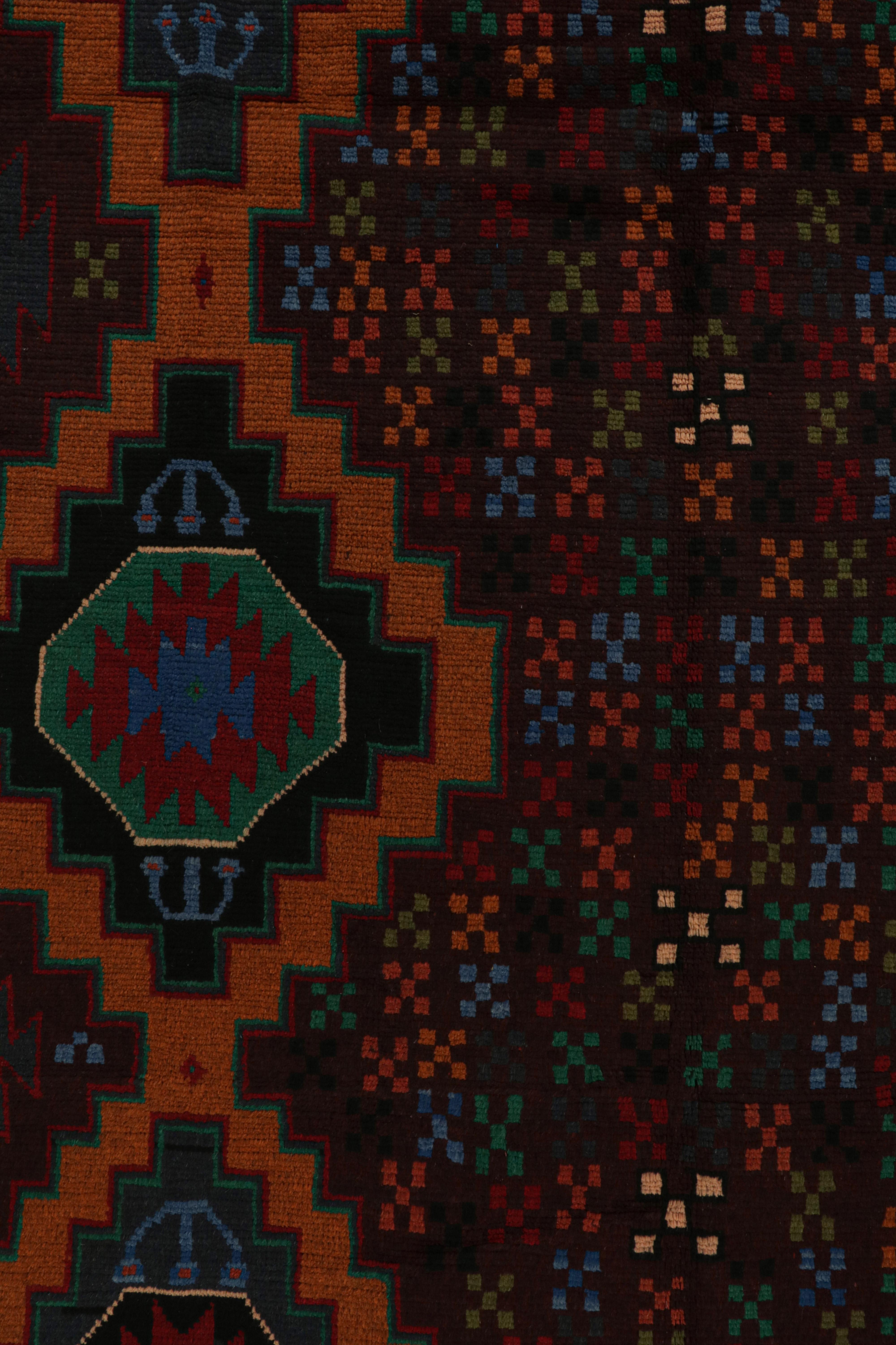 Wool Rug & Kilim’s Baluch Tribal Rug with Colorful Geometric Patterns For Sale