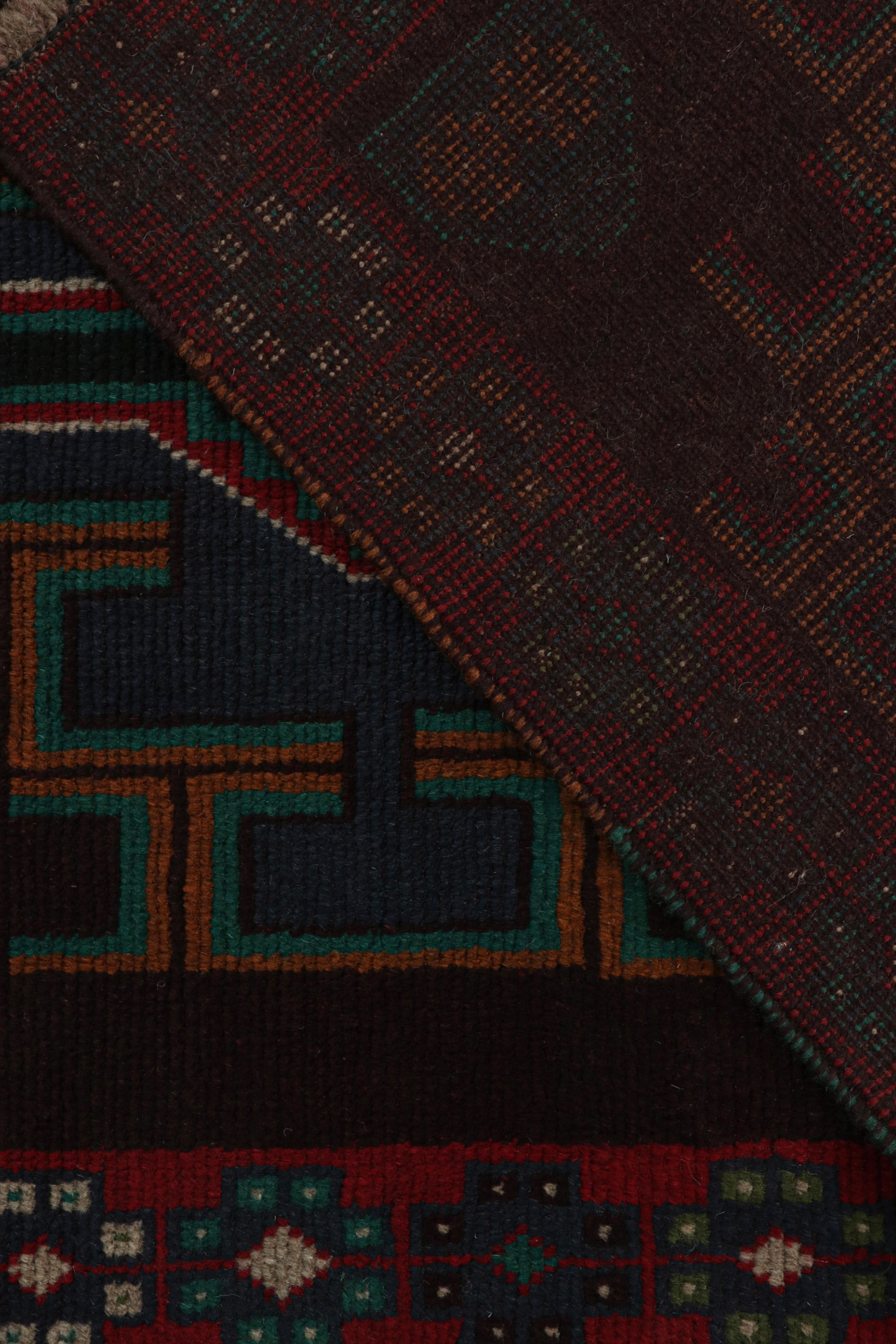 Wool Rug & Kilim’s Baluch Tribal Rug with Colorful Geometric Patterns For Sale