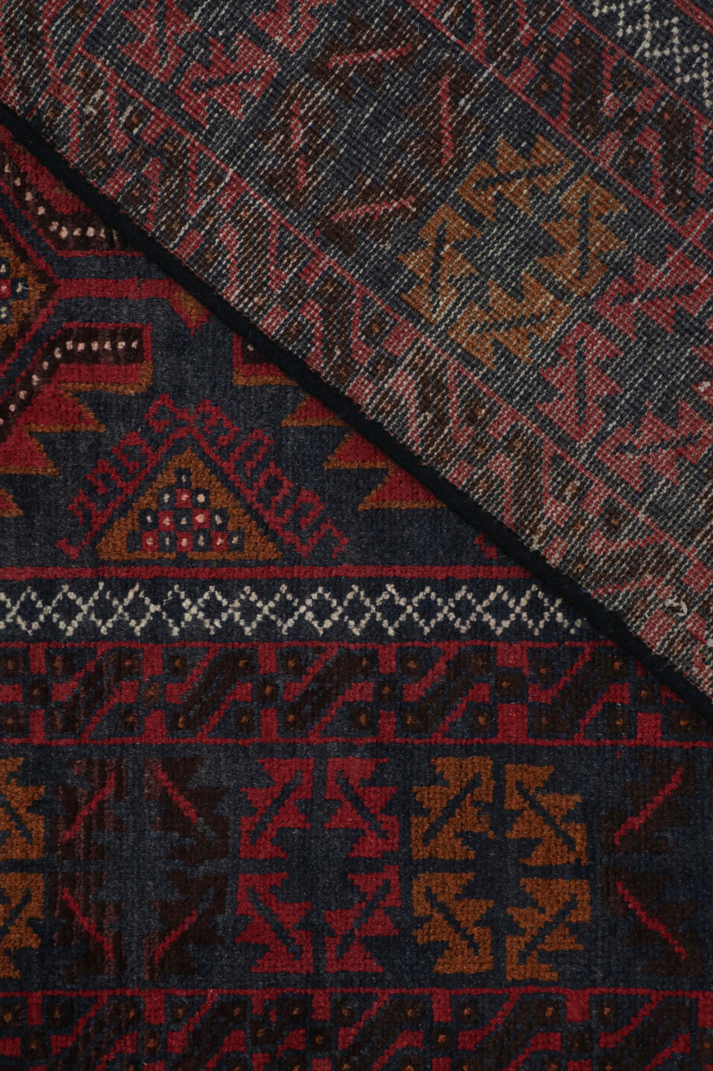 Wool Rug & Kilim’s Baluch Tribal Rug with Colorful Geometric Patterns For Sale