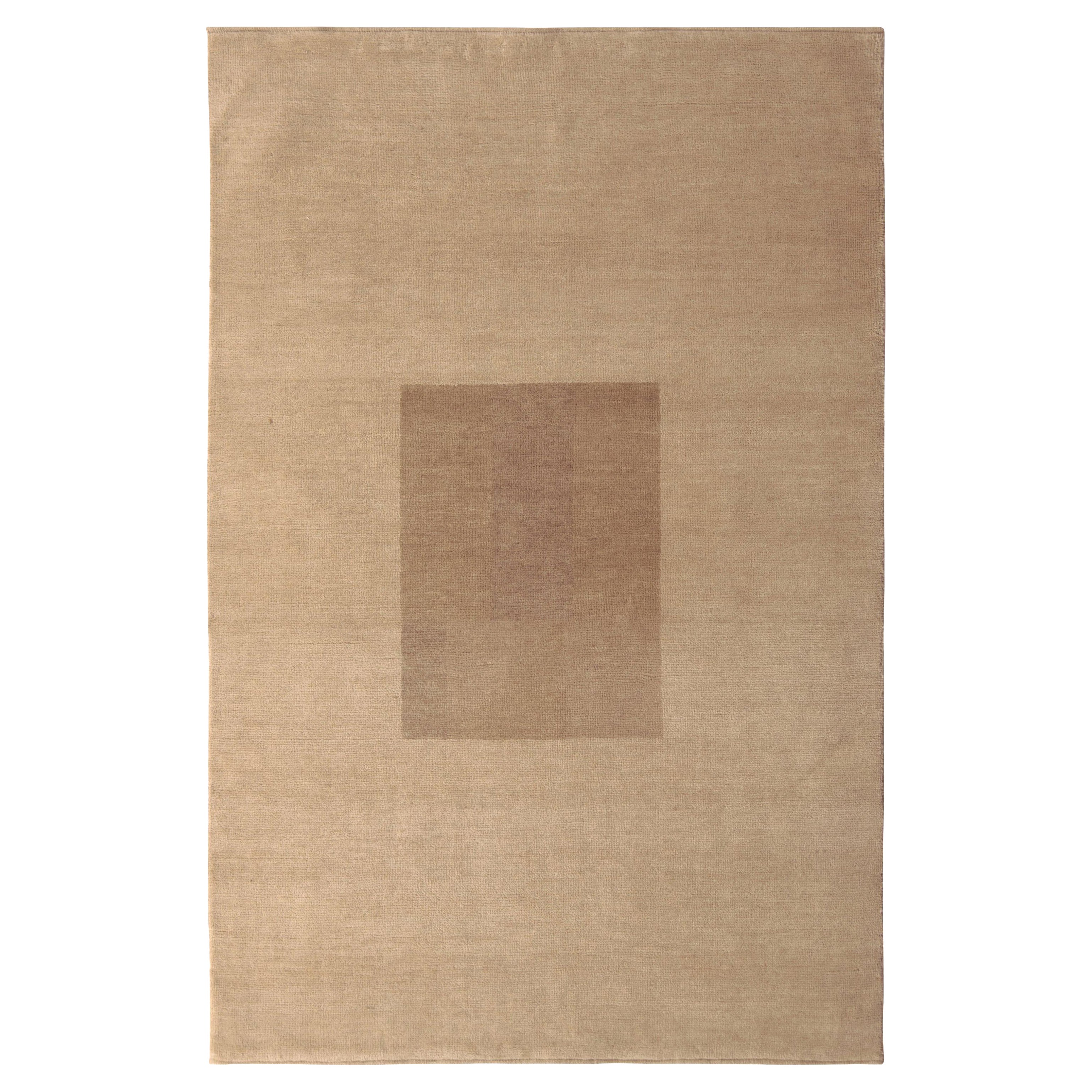 Rug & Kilim's Bauhaus Style Rug Beige Brown Mid-Century Modern im Angebot