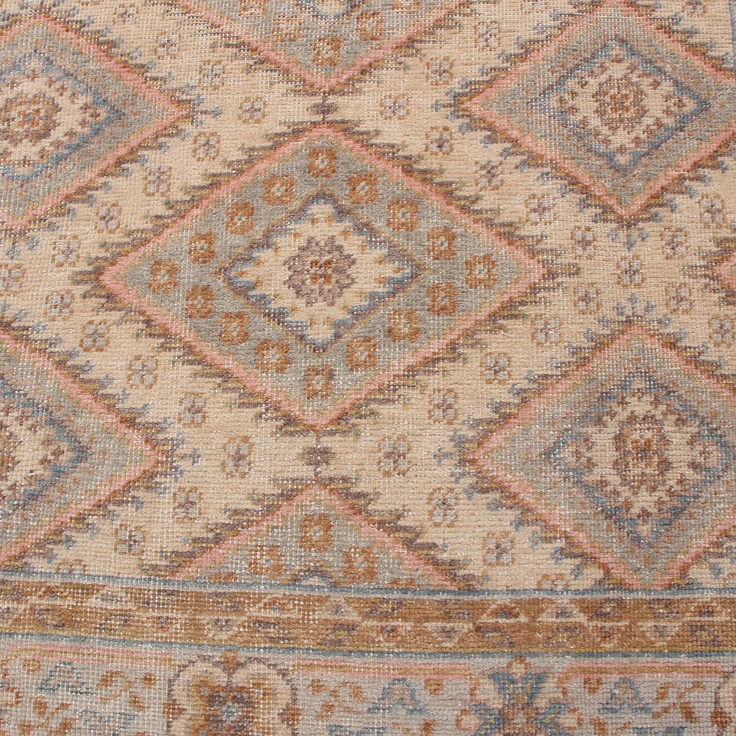 Moderno Rug & Kilim - Tappeto in lana beige e blu della Collectional in vendita