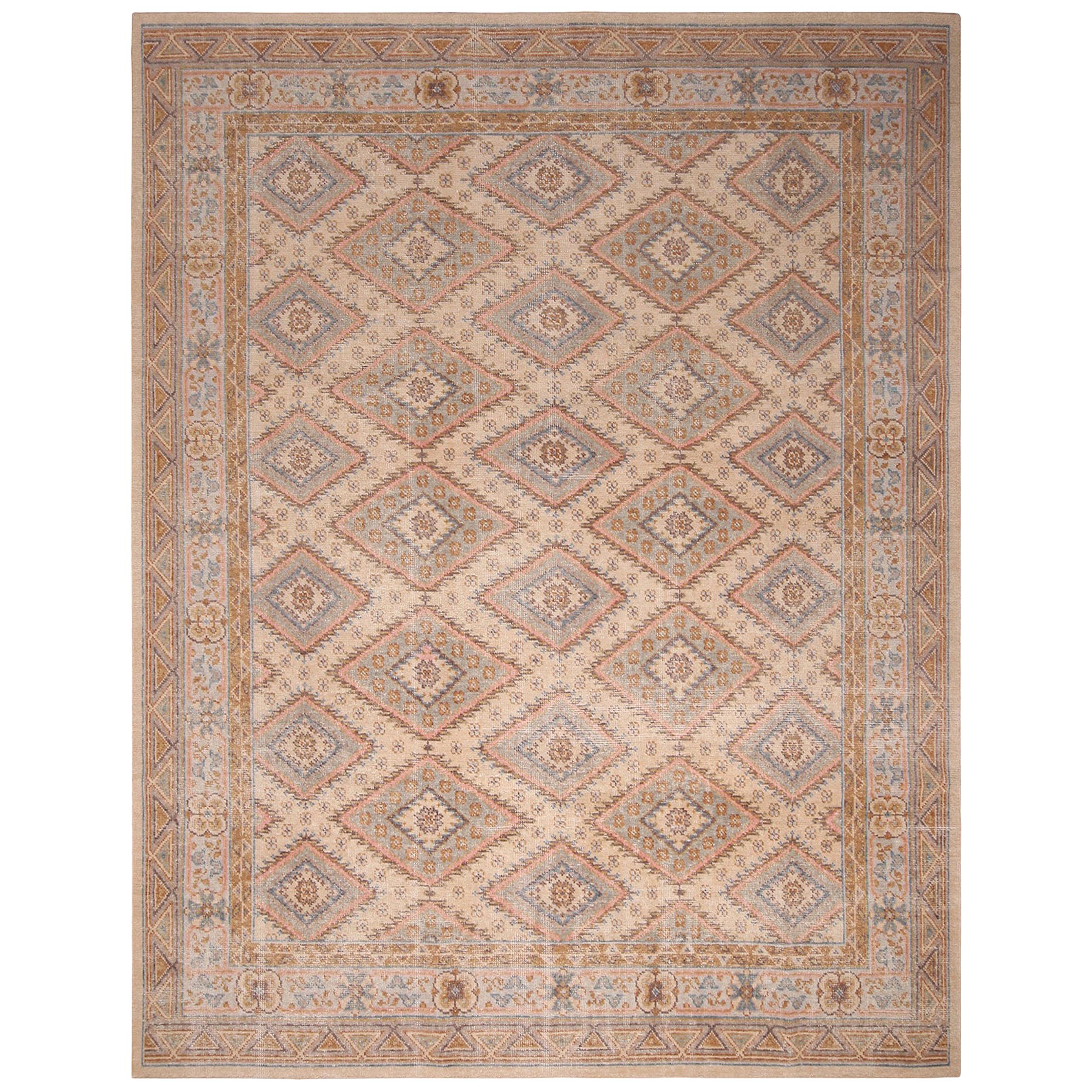 Rug & Kilim’s Beige and Blue Wool Rug from the Homage Collection For Sale