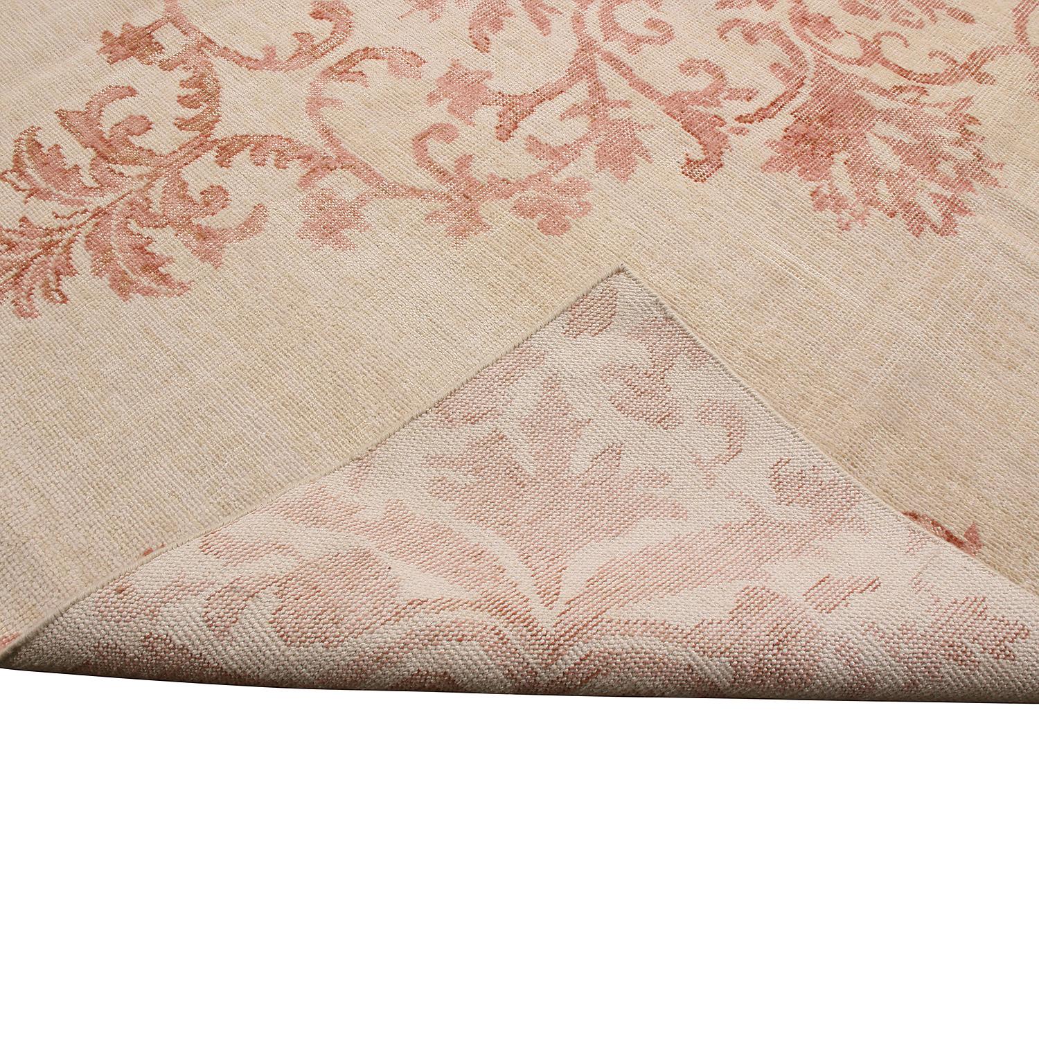 Hand-Knotted Rug & Kilim’s Beige and Pink Medallion-Style Wool Rug from the Homage Collection For Sale