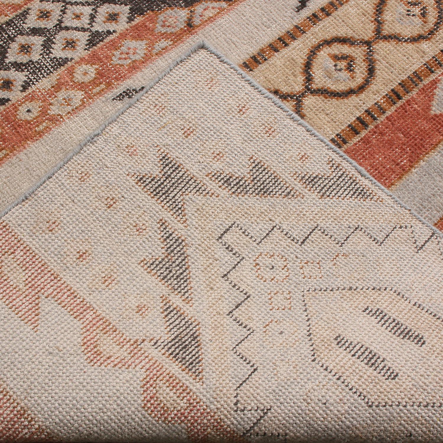 Hand-Knotted Rug & Kilim’s Beige Blue and Russet Red Wool Rug from the Homage Collection
