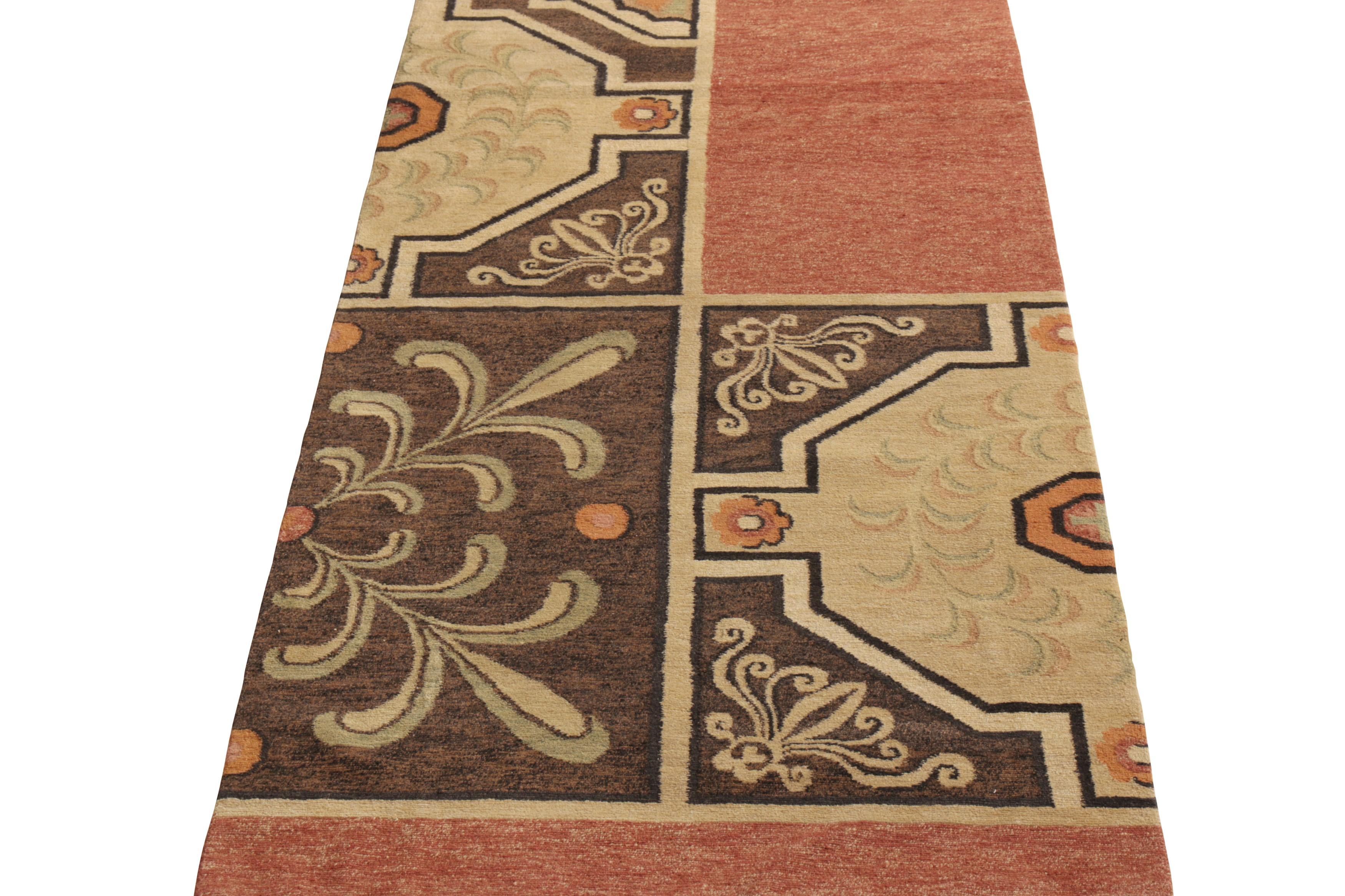 Nepalese Rug & Kilim's Beige Brown 18th Century European Style Contemporary Flat-Weave For Sale