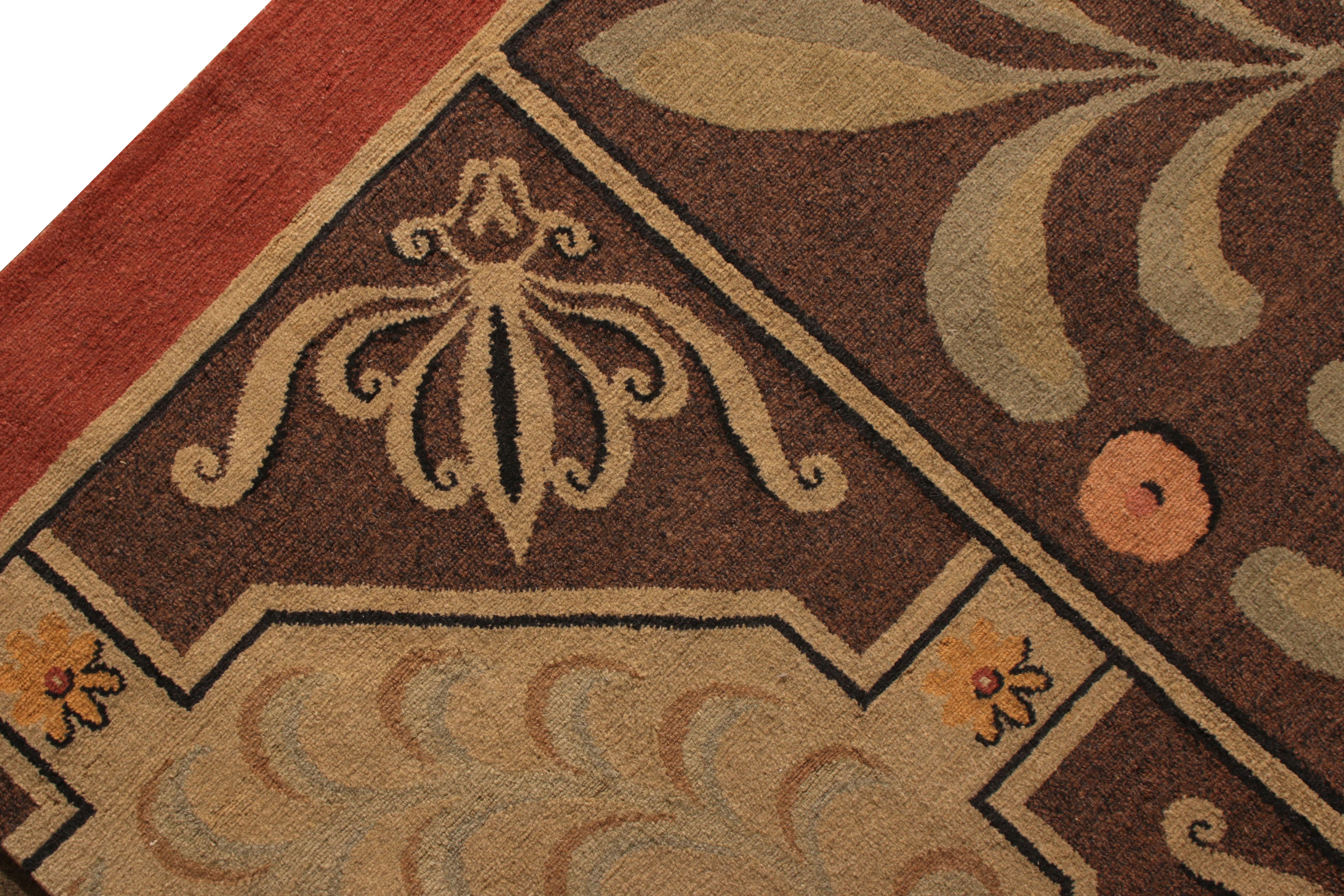 Primitive Rug & Kilim's Beige Brown 18th Century European Style Contemporary Flat-Weave For Sale