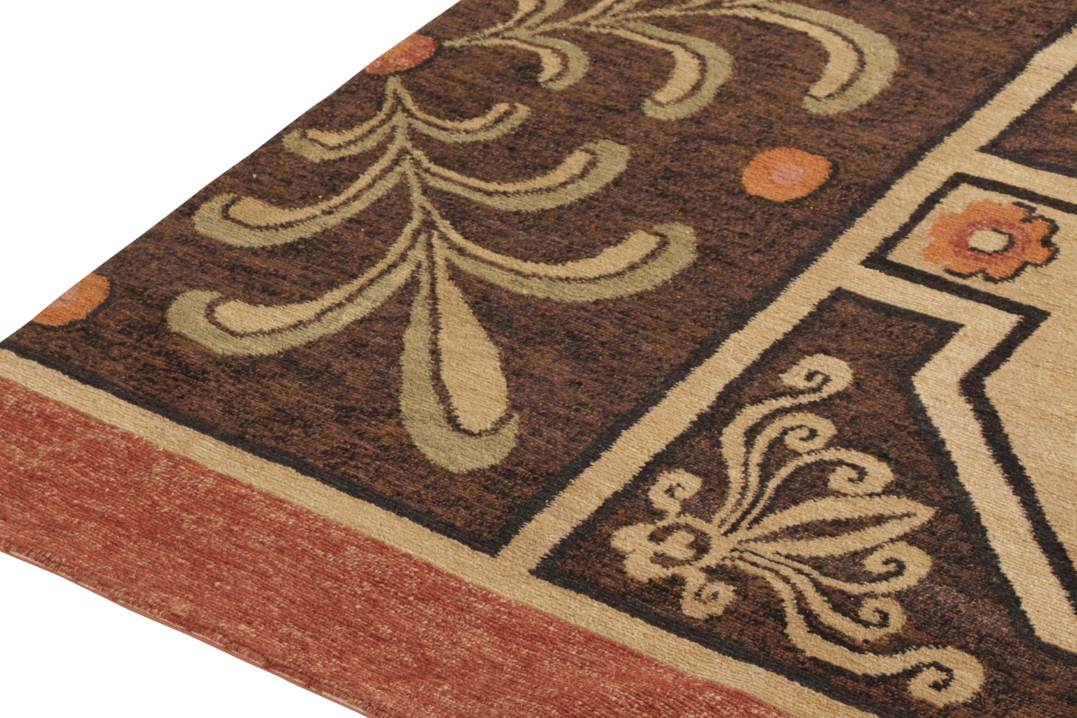 Hand-Knotted Rug & Kilim's Beige Brown 18th Century European Style Contemporary Flat-Weave For Sale