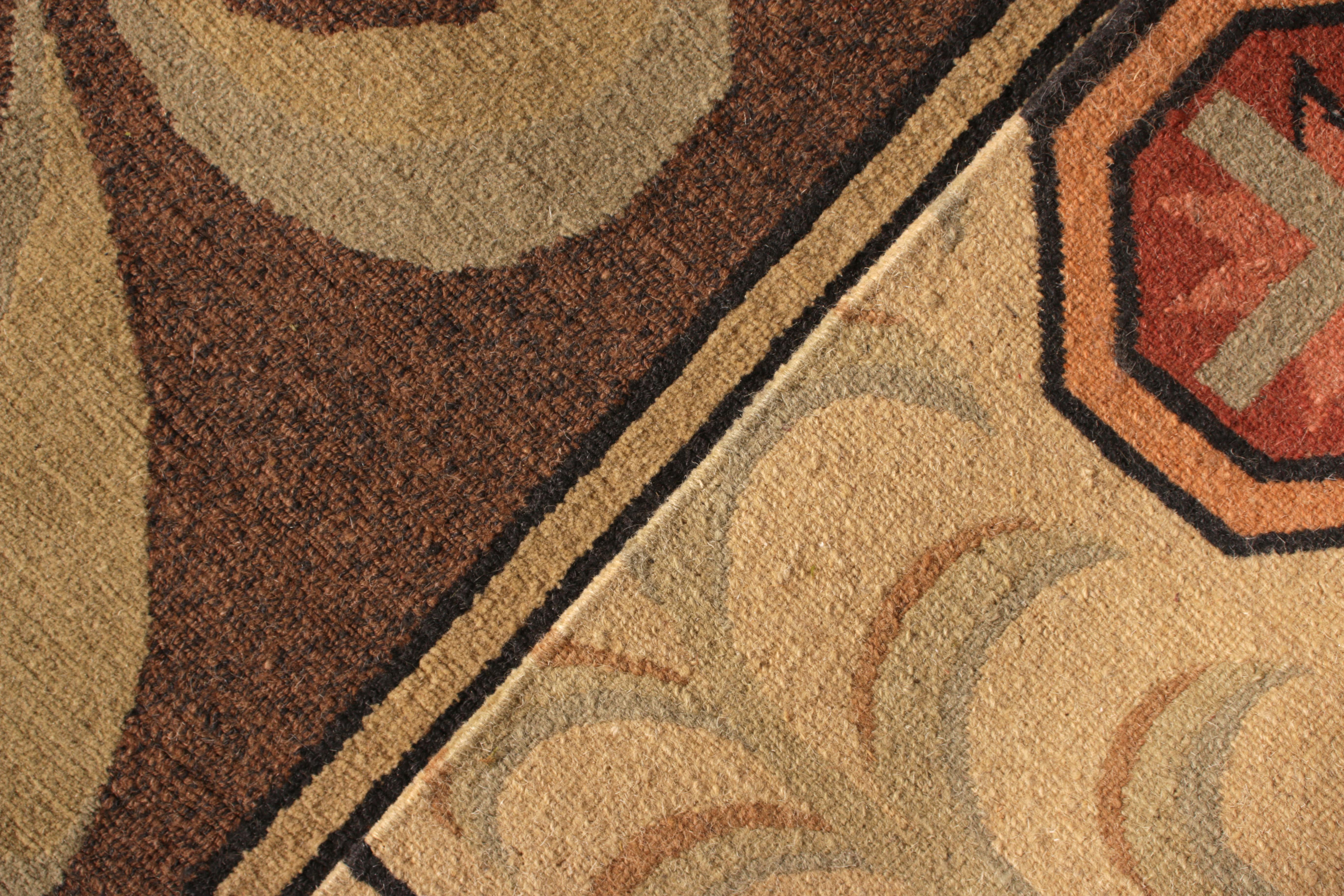 Hand-Knotted Rug & Kilim's Beige Brown 18th Century European Style Contemporary Flat-Weave For Sale