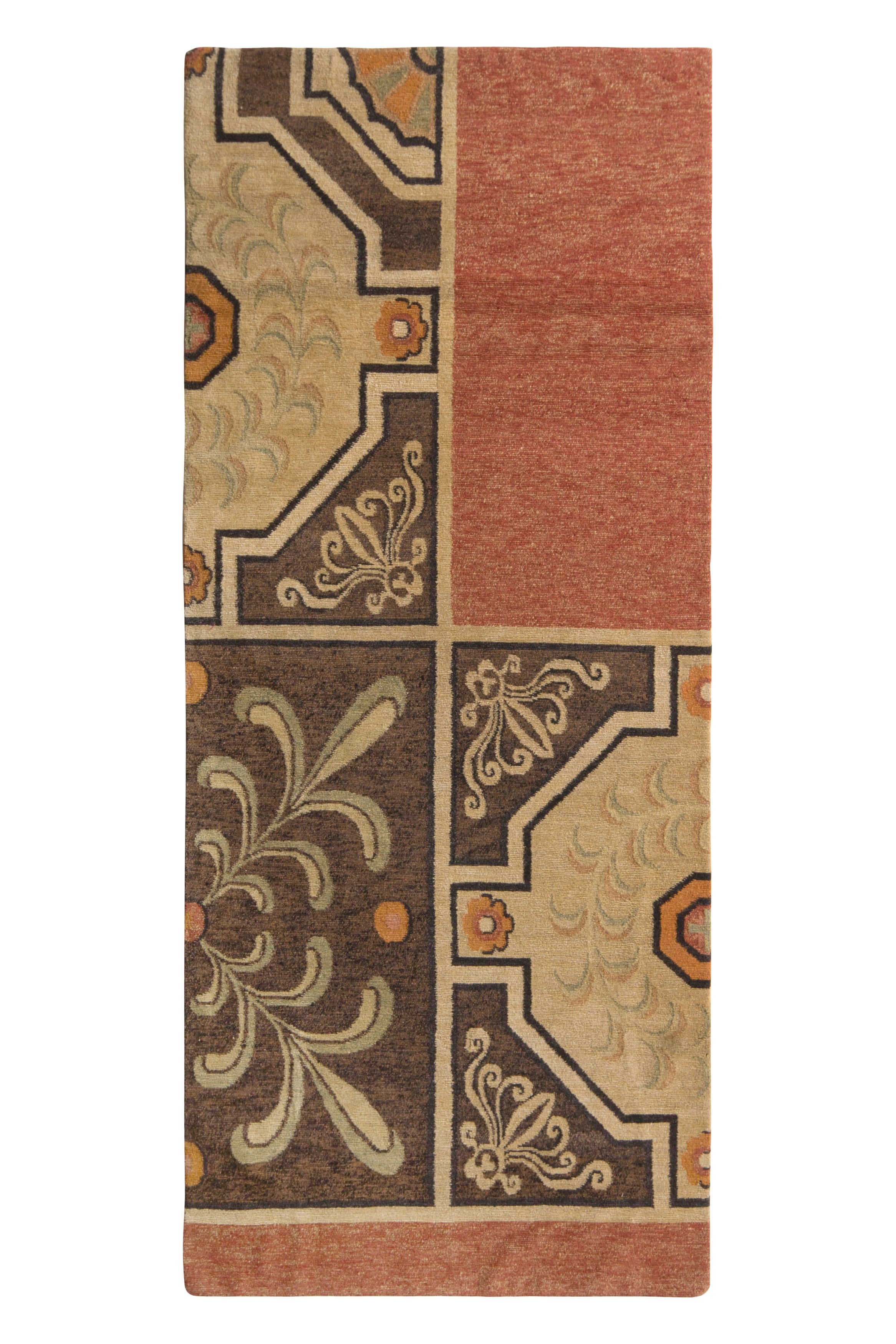 Rug & Kilim's Beige Brown 18th Century European Style Contemporary Flat-Weave For Sale