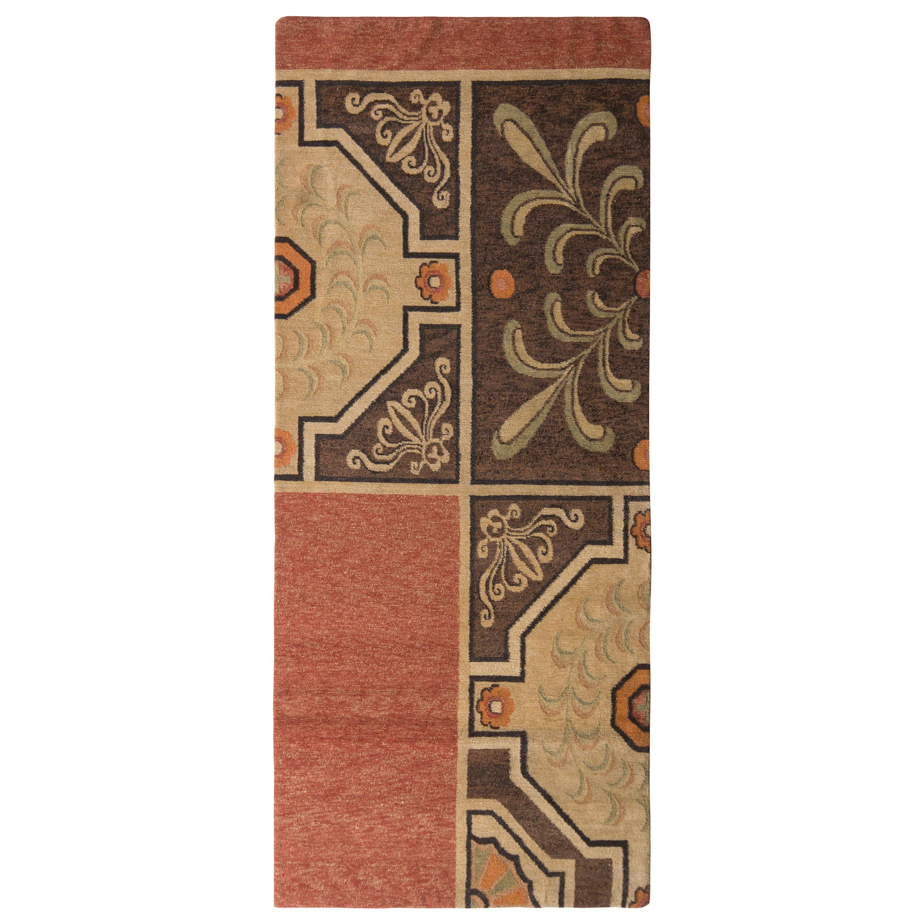 Rug and Kilim's Beige Brown 18th Century European Style Contemporary
