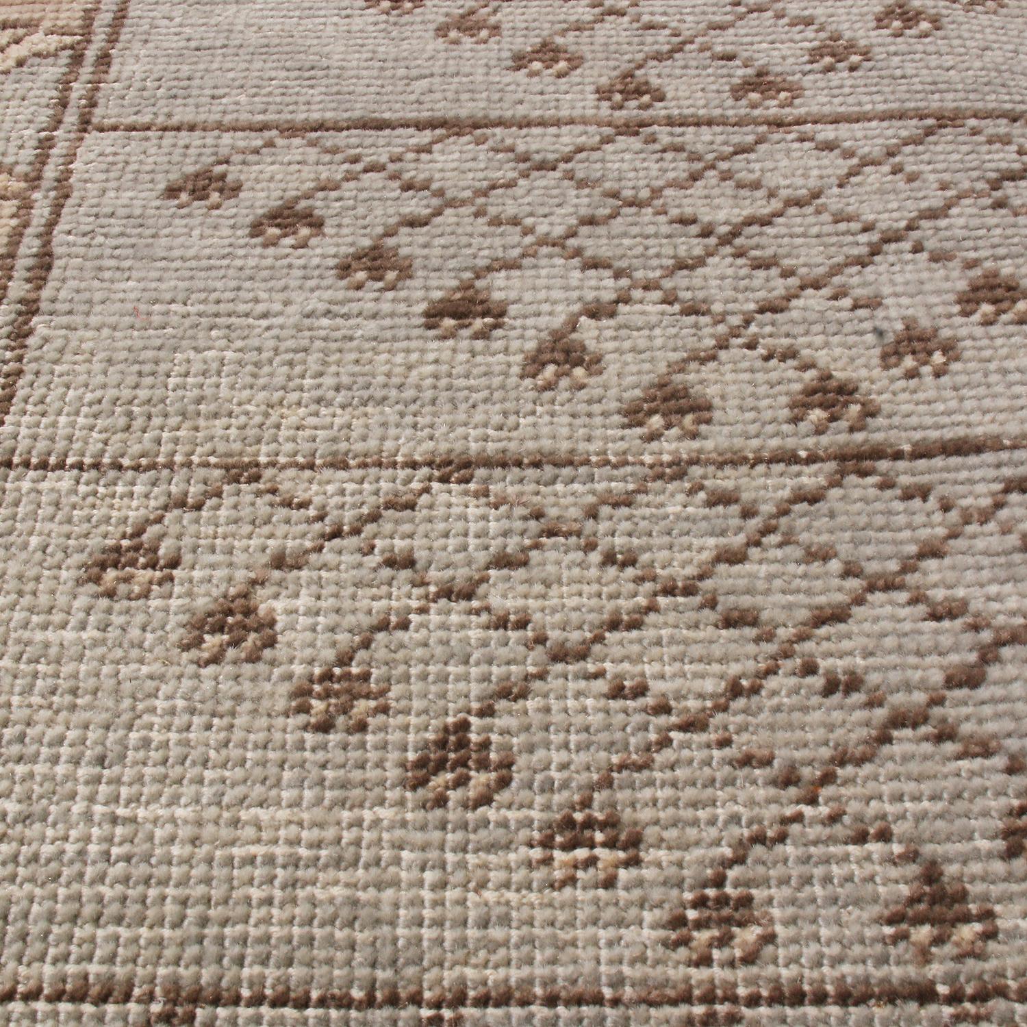 Rustic Rug & Kilim’s Beige-Brown and Blue Wool Rug from the Homage Collection For Sale
