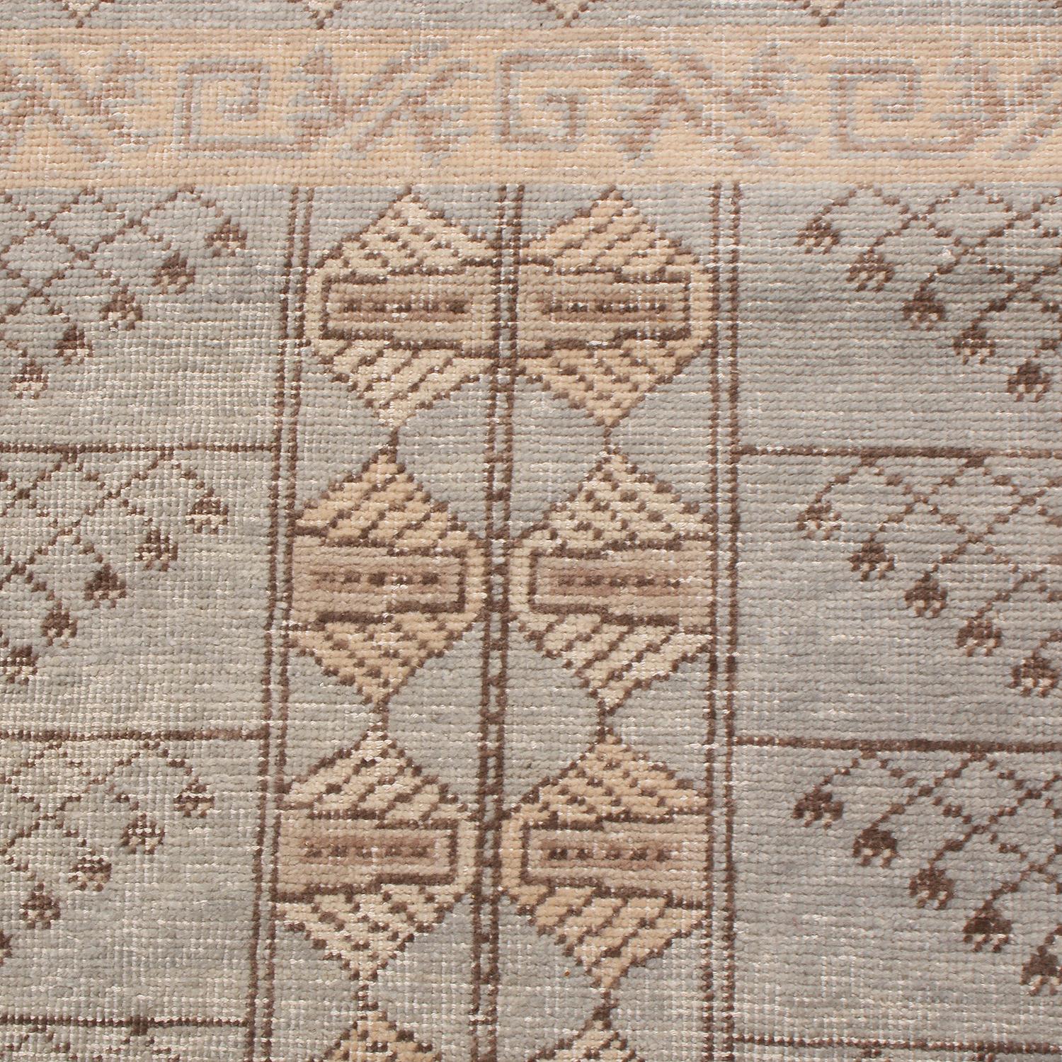 Tribal Rug & Kilim’s Beige-Brown and Blue Wool Rug from the Homage Collection For Sale