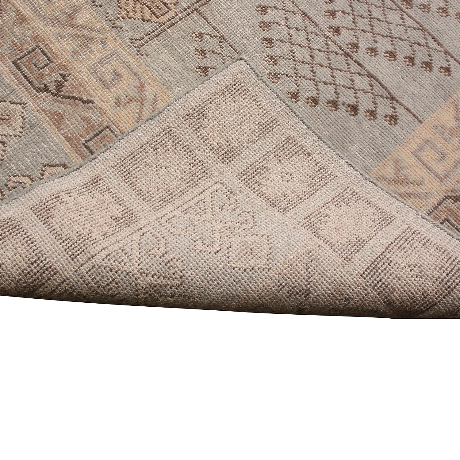 Hand-Knotted Rug & Kilim’s Beige-Brown and Blue Wool Rug from the Homage Collection For Sale