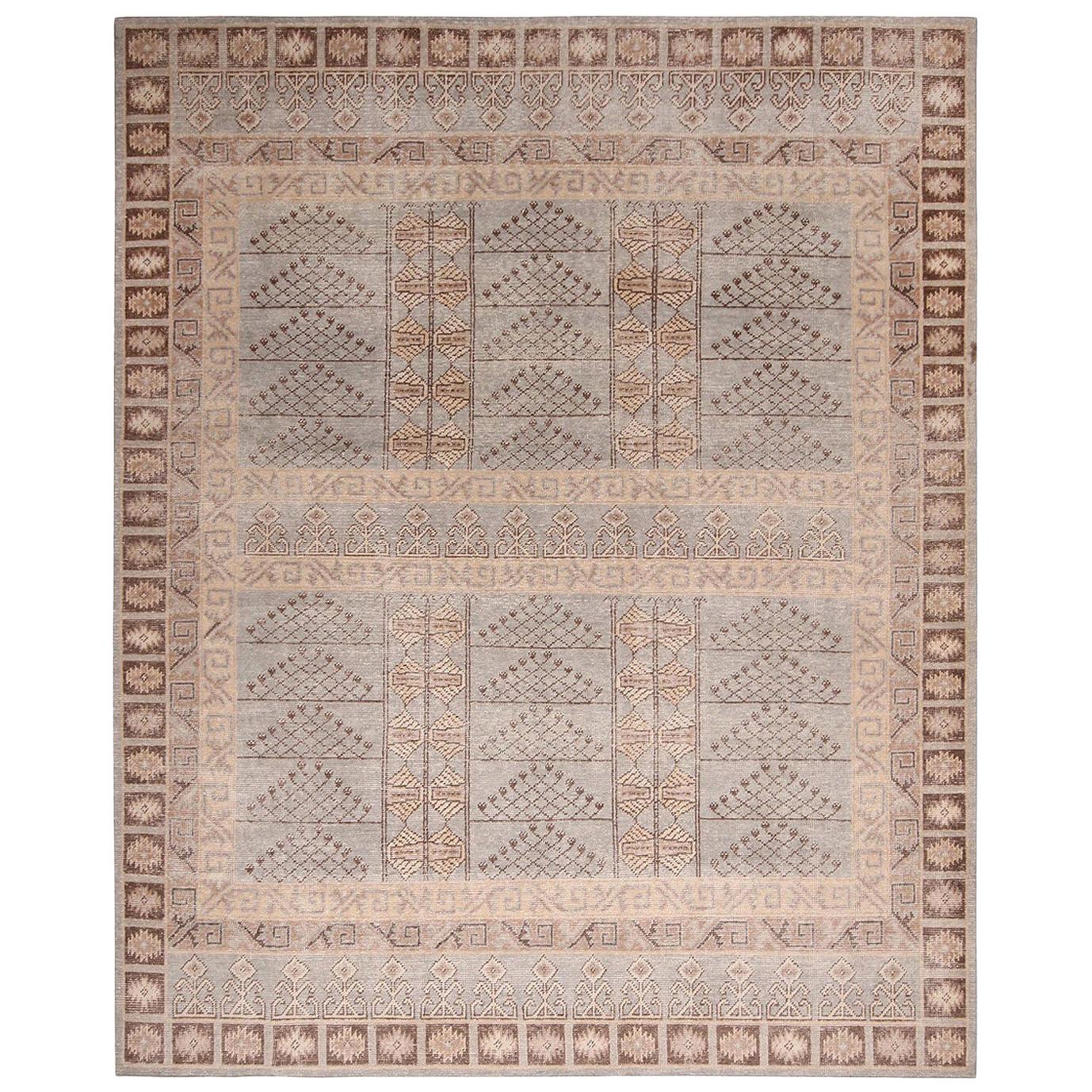 Rug & Kilim’s Beige-Brown and Blue Wool Rug from the Homage Collection For Sale