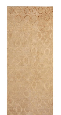 Rug & Kilim's Beige Brown Hemp Wool and Silk Geometric Runner