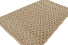 Rug & Kilim’s Beige-Brown Scandinavian Kilim Style Custom Trapezoid Rug Design