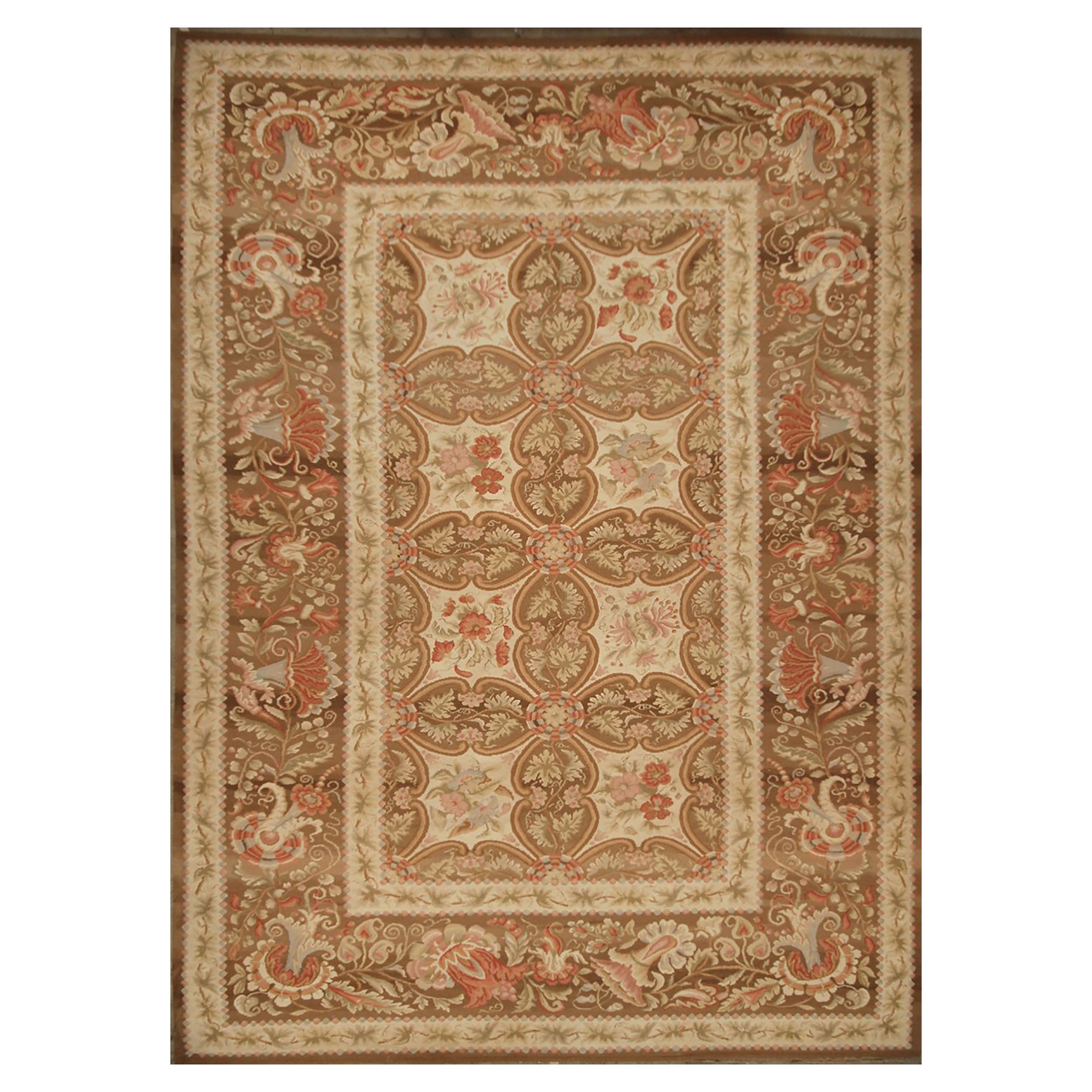 Rug & Kilim’s Bessarabian Style Rug in Beige Brown European Floral Pattern