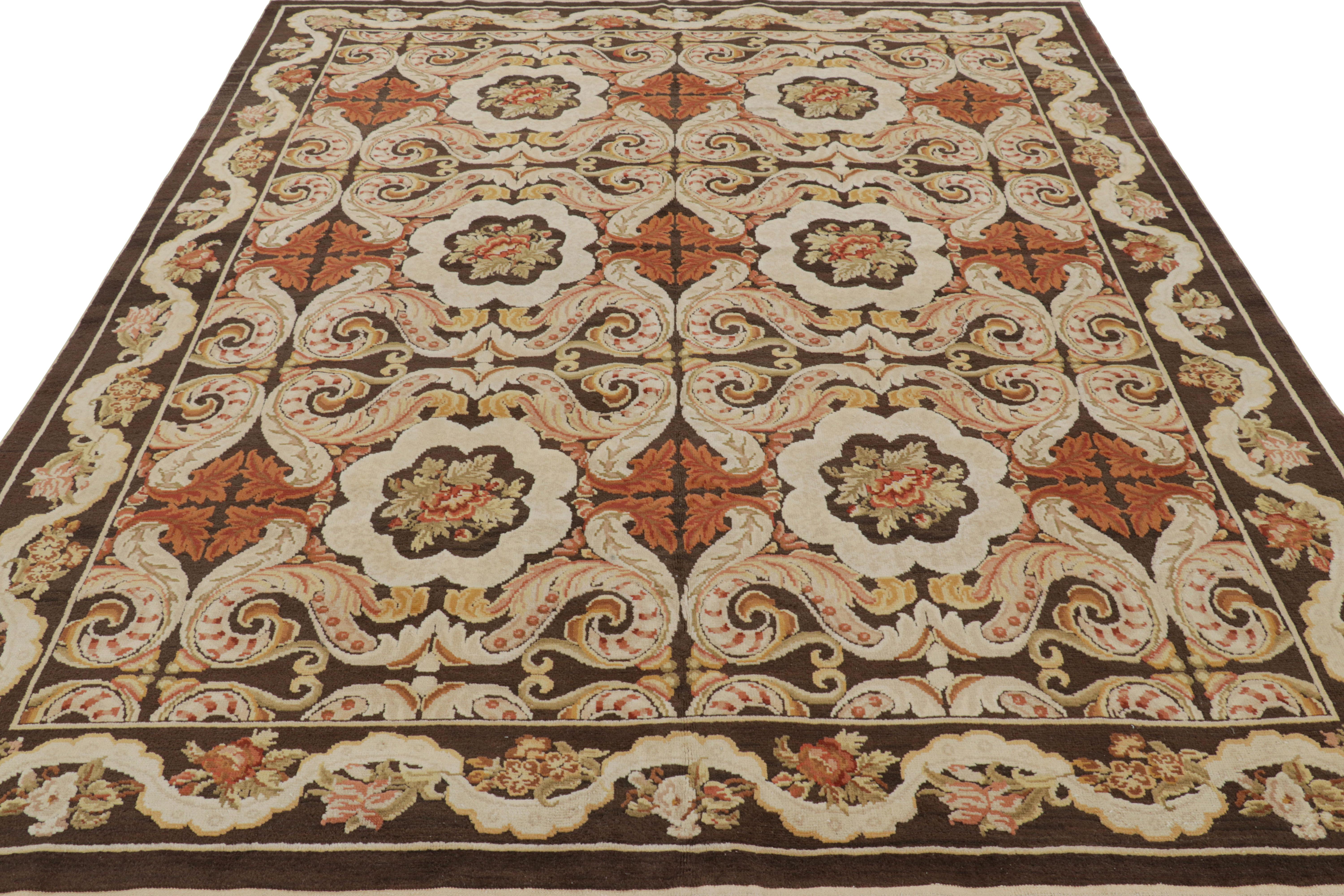 Hand-Knotted Rug & Kilim’s Bessarabian Style Rug in Brown with Floral Patterns and Medallions For Sale