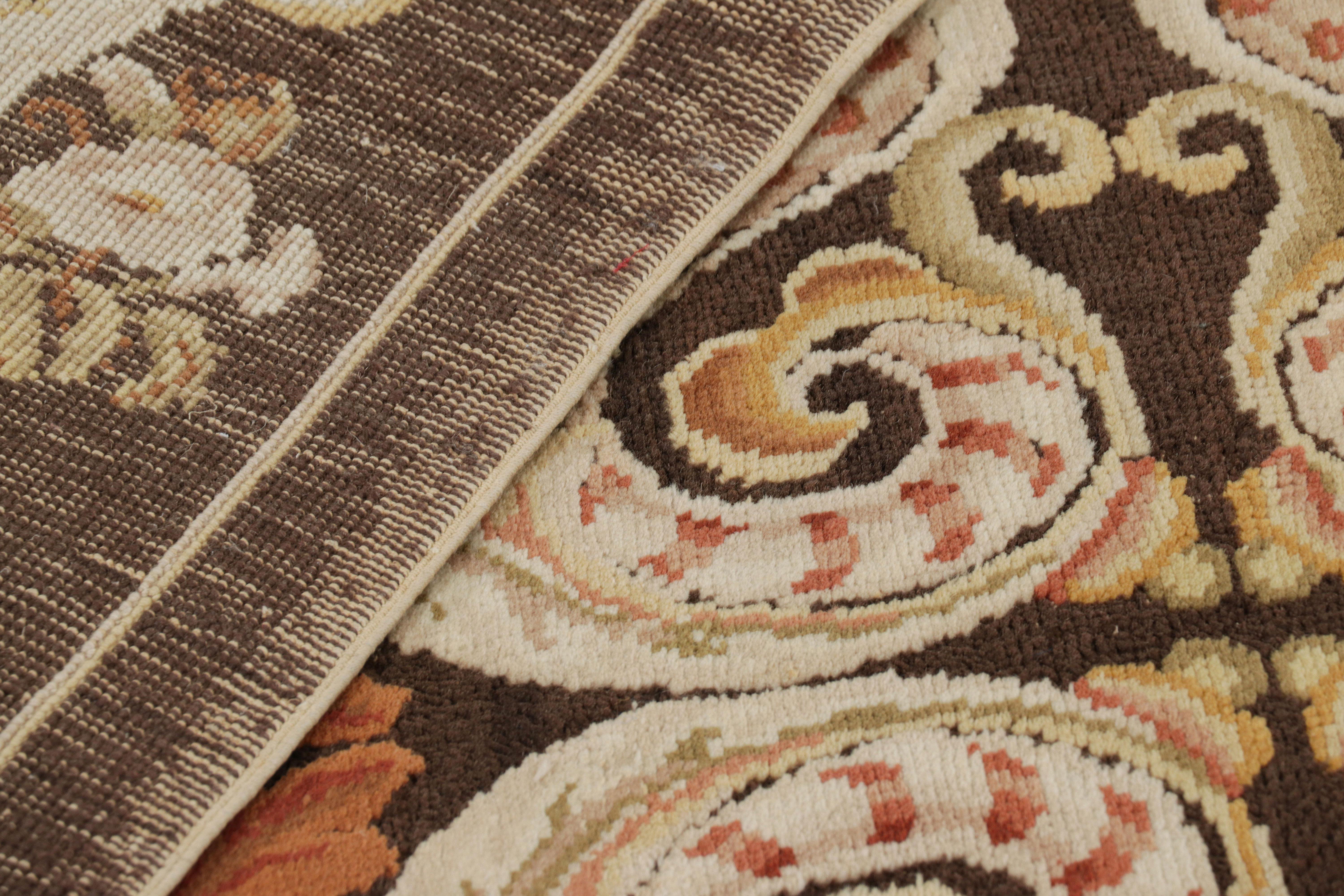 Rug & Kilim’s Bessarabian Style Rug in Brown with Floral Patterns and Medallions For Sale 1