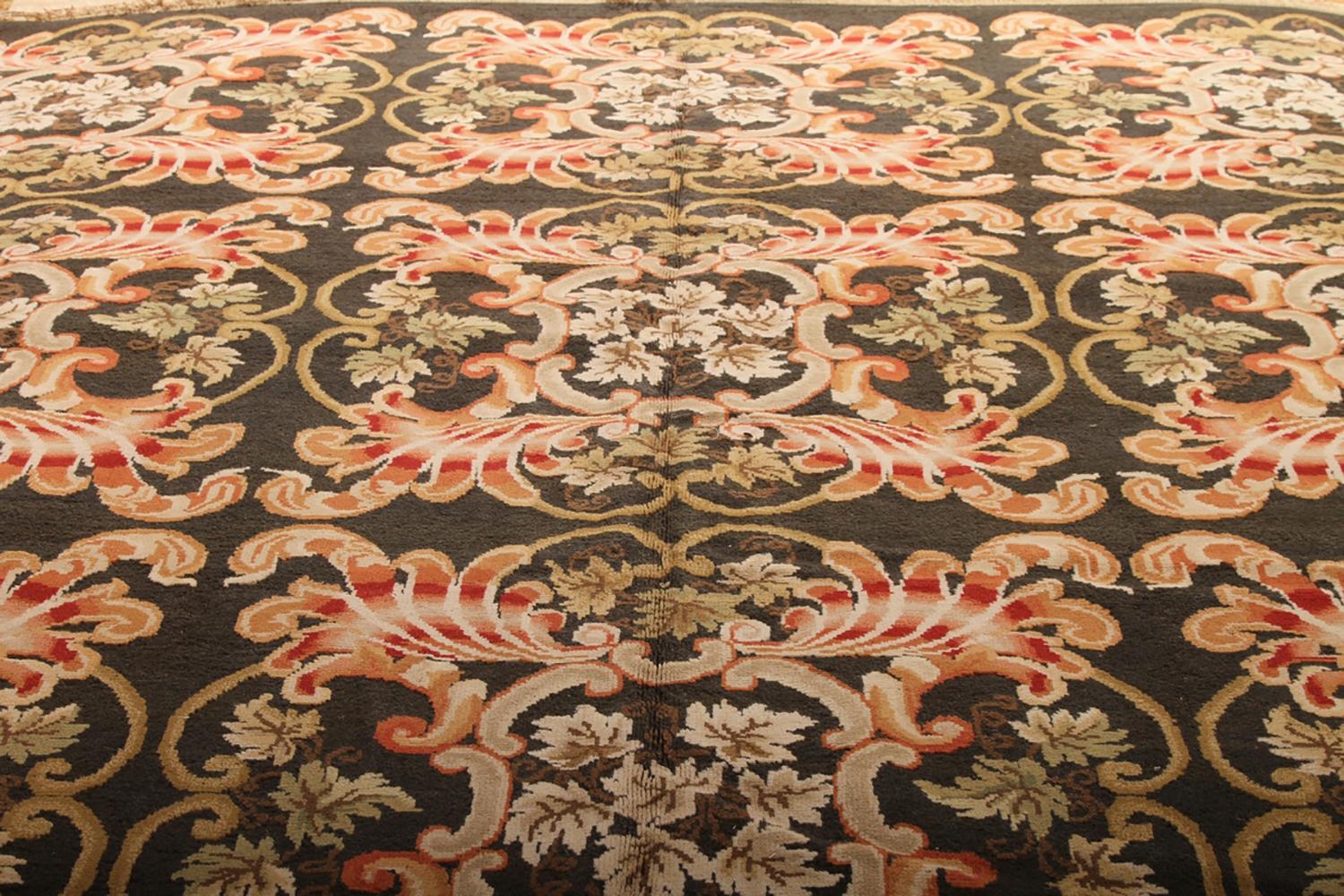 Tapis géométrique en laine 9x12 noué à la main.