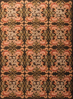 Teppich & Kelim Bessarabischer traditioneller geometrischer floraler Teppich aus grüner, rosa und schwarzer Wolle