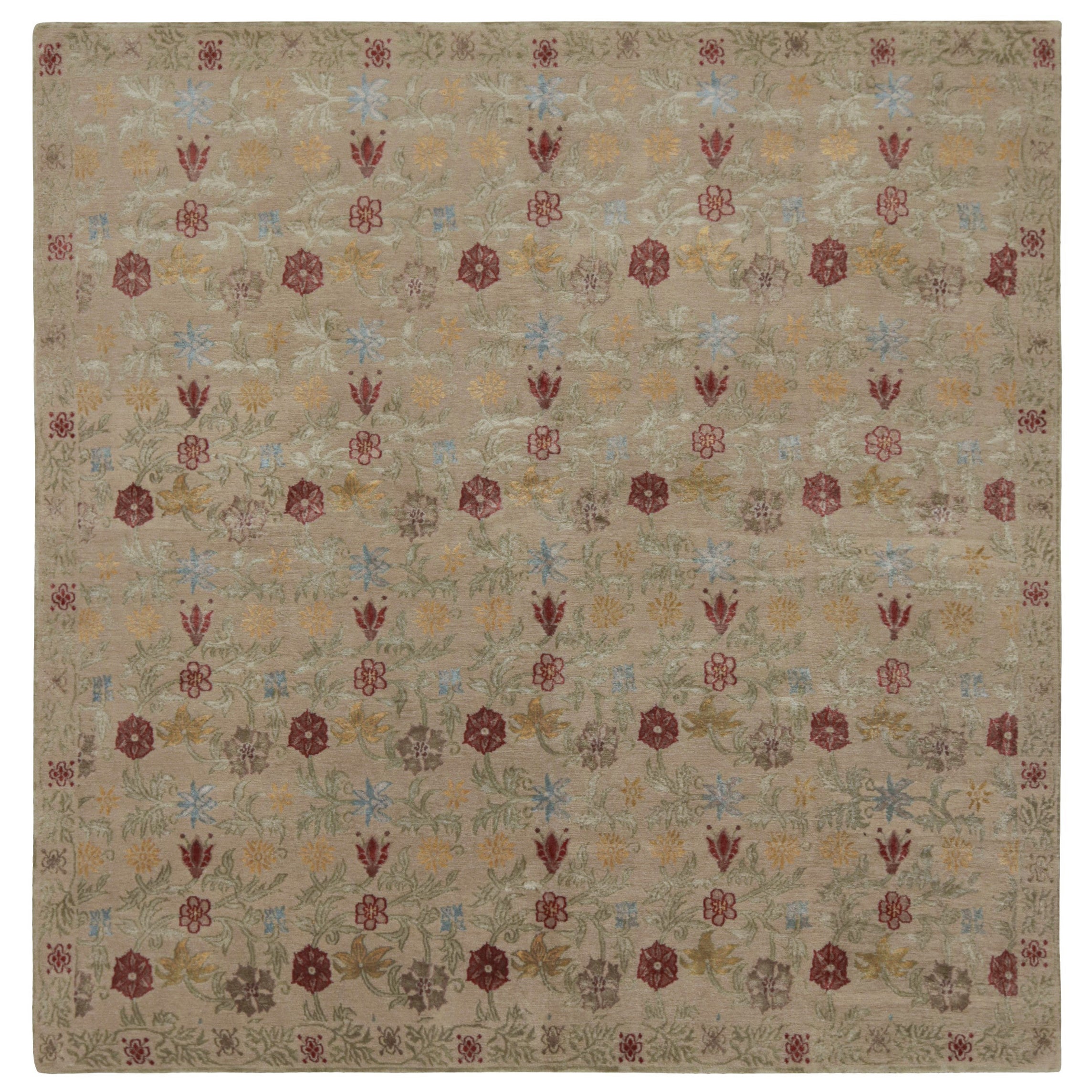 Rug & Kilim: Tappeto in stile spagnolo "Bilbao" in beige con motivi floreali colorati