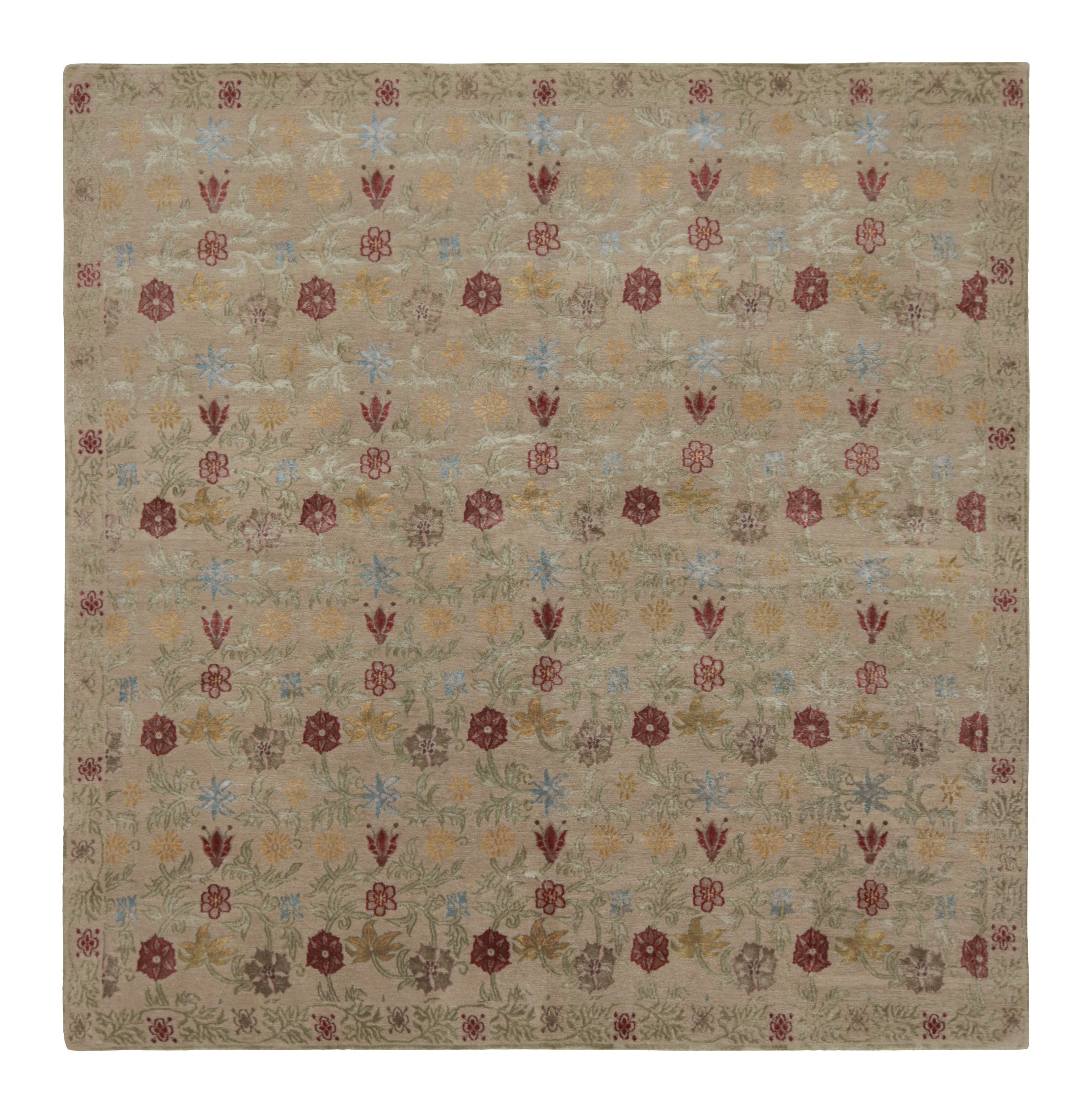 Rug & Kilim: Tappeto in stile spagnolo "Bilbao" in beige con motivi floreali colorati