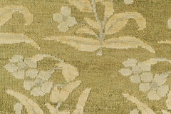 Rug & Kilim’s Block Print Custom Rug Sample, Chartreuse with Floral Patterns