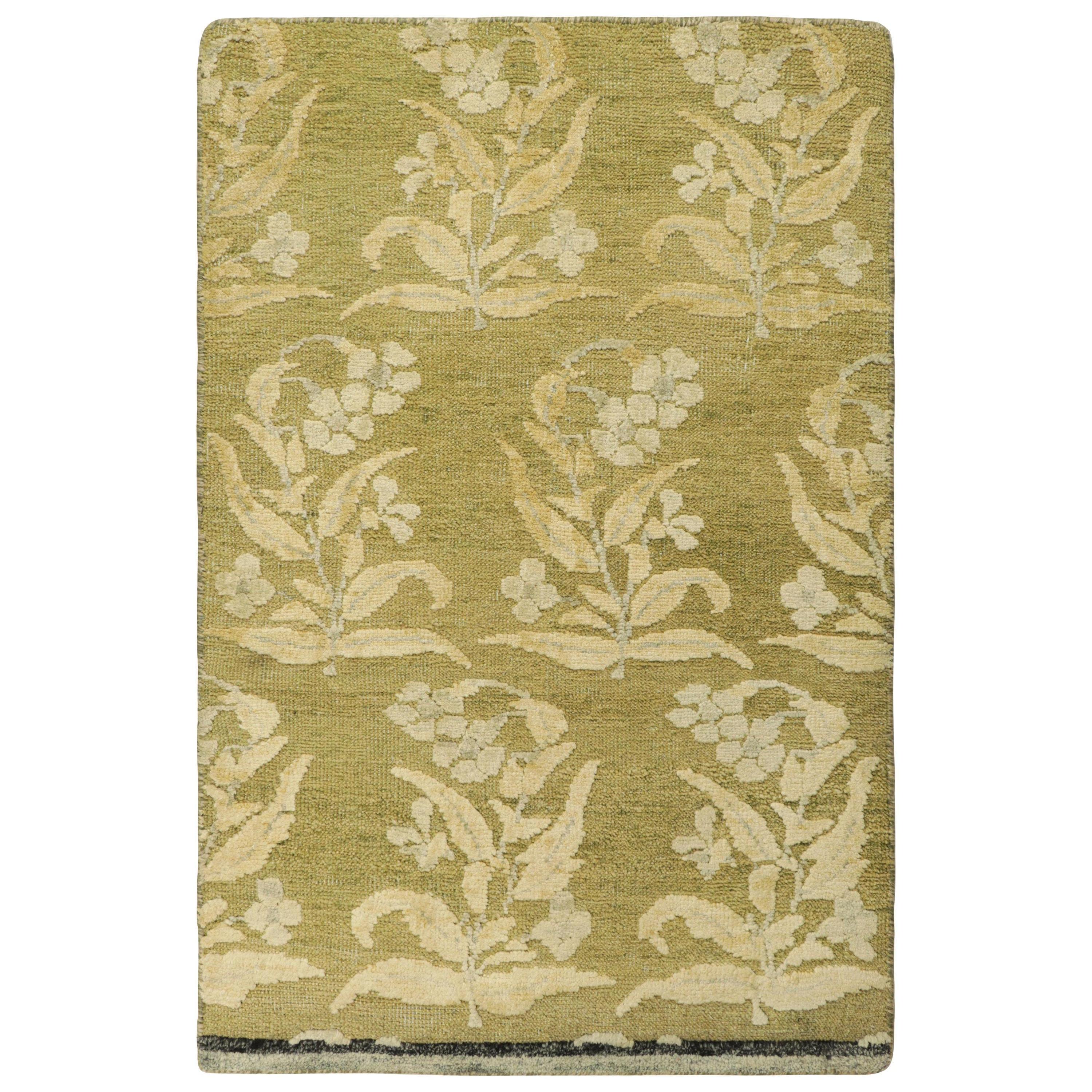 Muestra de alfombra personalizada Rug 
Kilim
s Block Print, Chartreuse con motivos florales