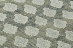 Rug & Kilim’s Block Print Custom Rug Sample, Gray with ICe Blue Floral Patterns