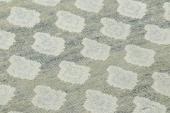 Rug & Kilim’s Block Print Custom Rug Sample, Gray with ICe Blue Floral Patterns
