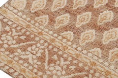 Rug & Kilim’s Block Print Custom Rug Sample, Rust with Cream Floral Patterns