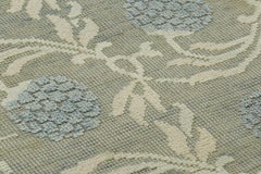 Rug & Kilim’s Block Print Custom Rug Sample with Ice Blue Floral Patterns