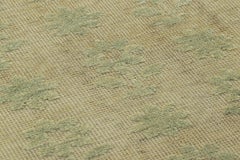 Rug & Kilim’s Block Print Custom Rug Sample with Light Green Floral Patterns