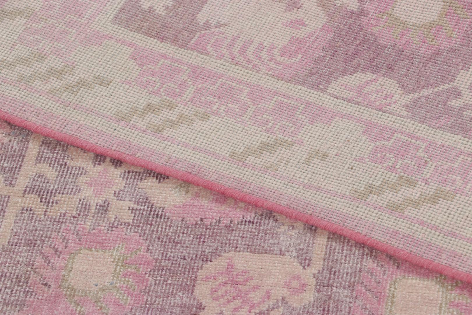 Indian Rug & Kilim’s Block Print Floral Rug, Bright Pinks and Playful Floral Patterns For Sale